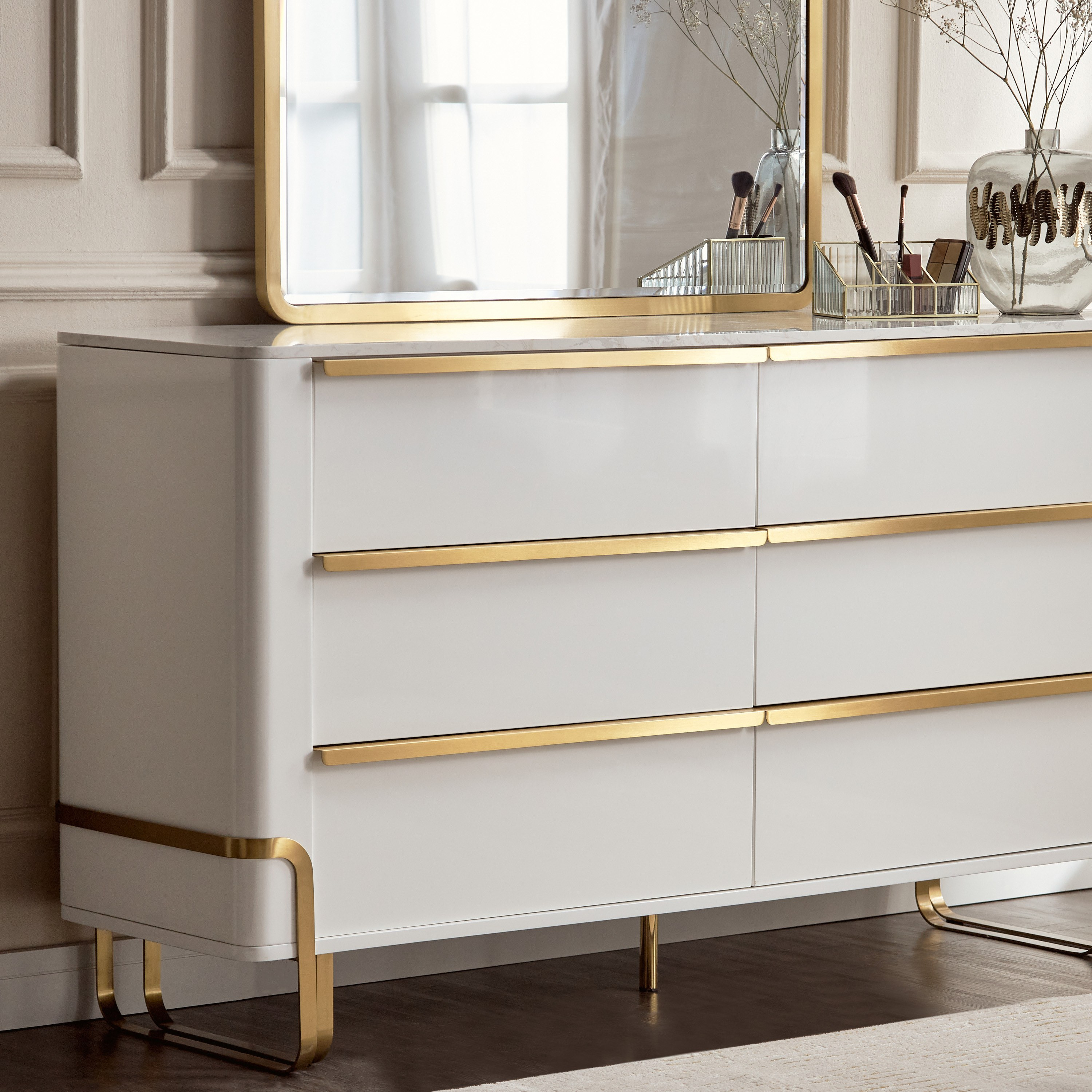 تسريحة 6 أدراج مع مرآة - نيو لوكس-furniture-bedroom-dressersandmirrors-image-3
