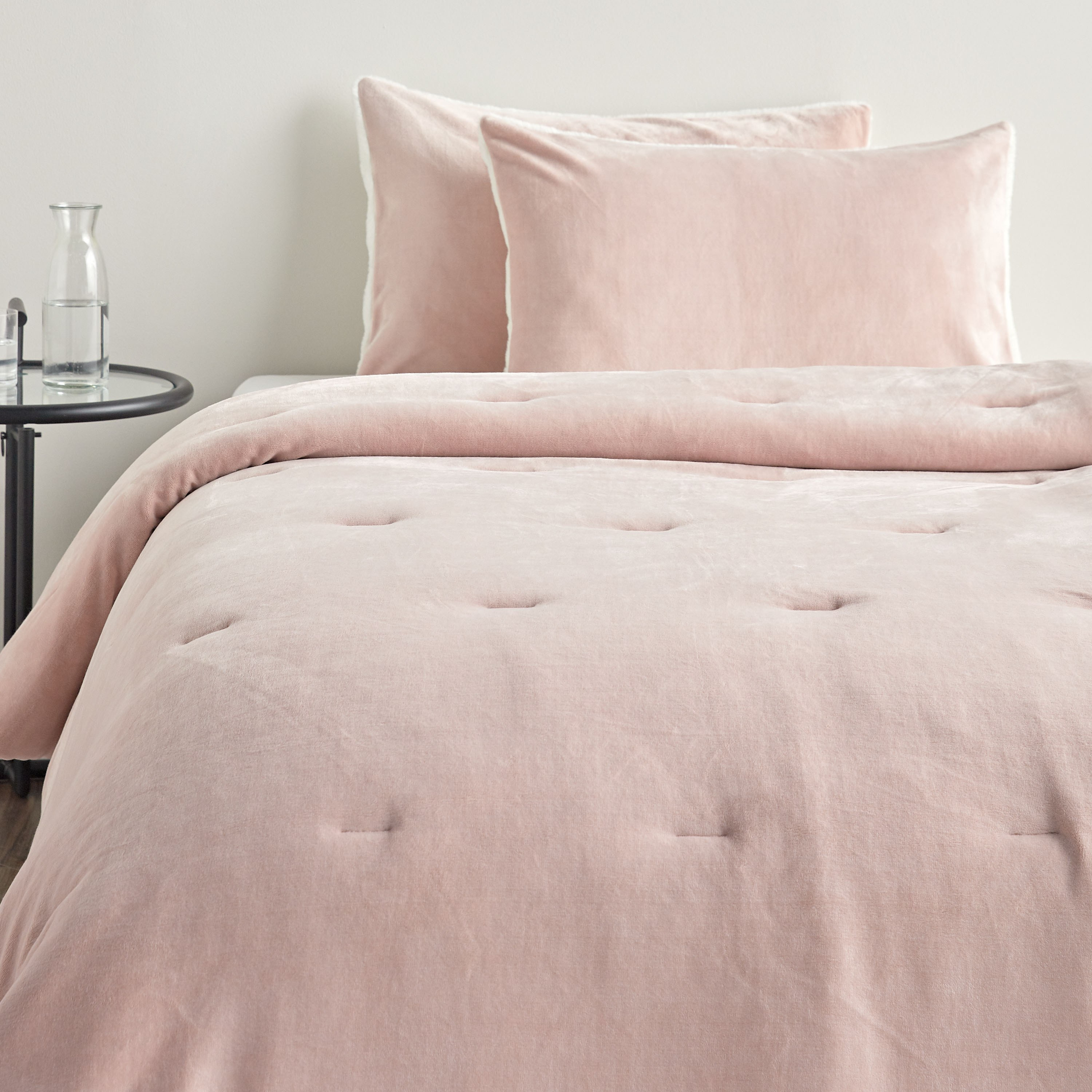 Opal Solid Flannel 3-Piece King Comforter Set - 240x260 cm-household-bedding-comfortersandbedspreads-comforters-image-2