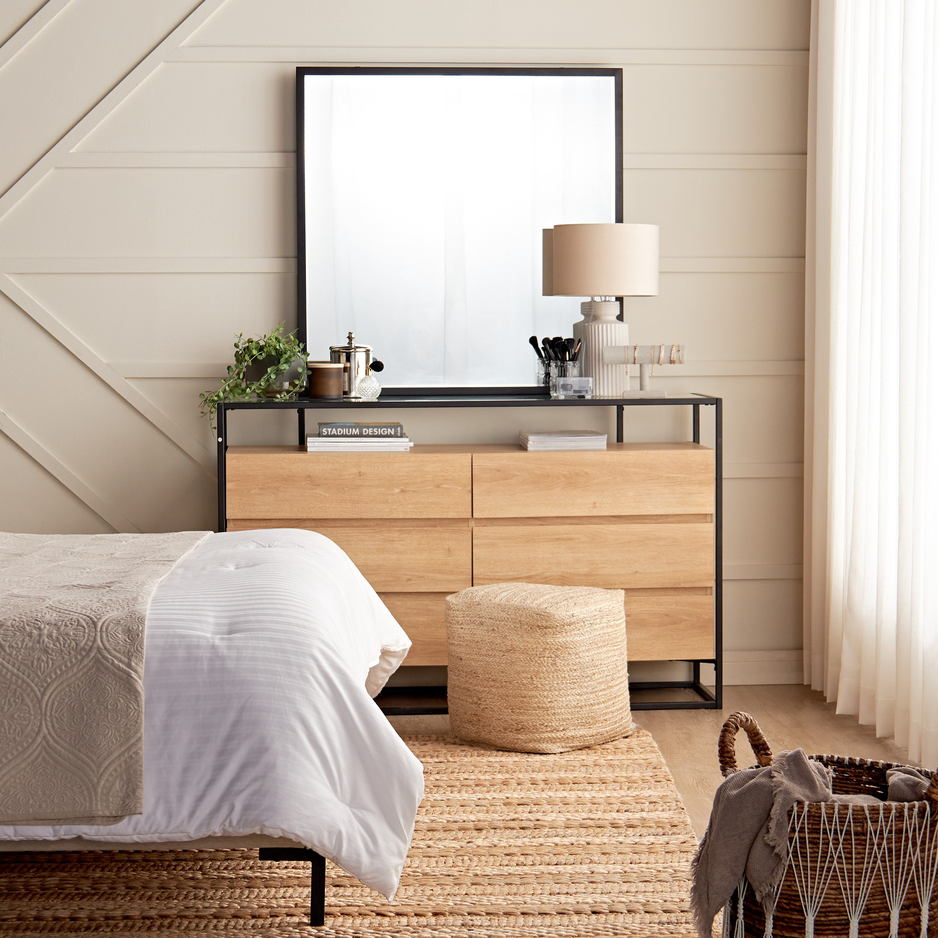 Bed and store dressing table