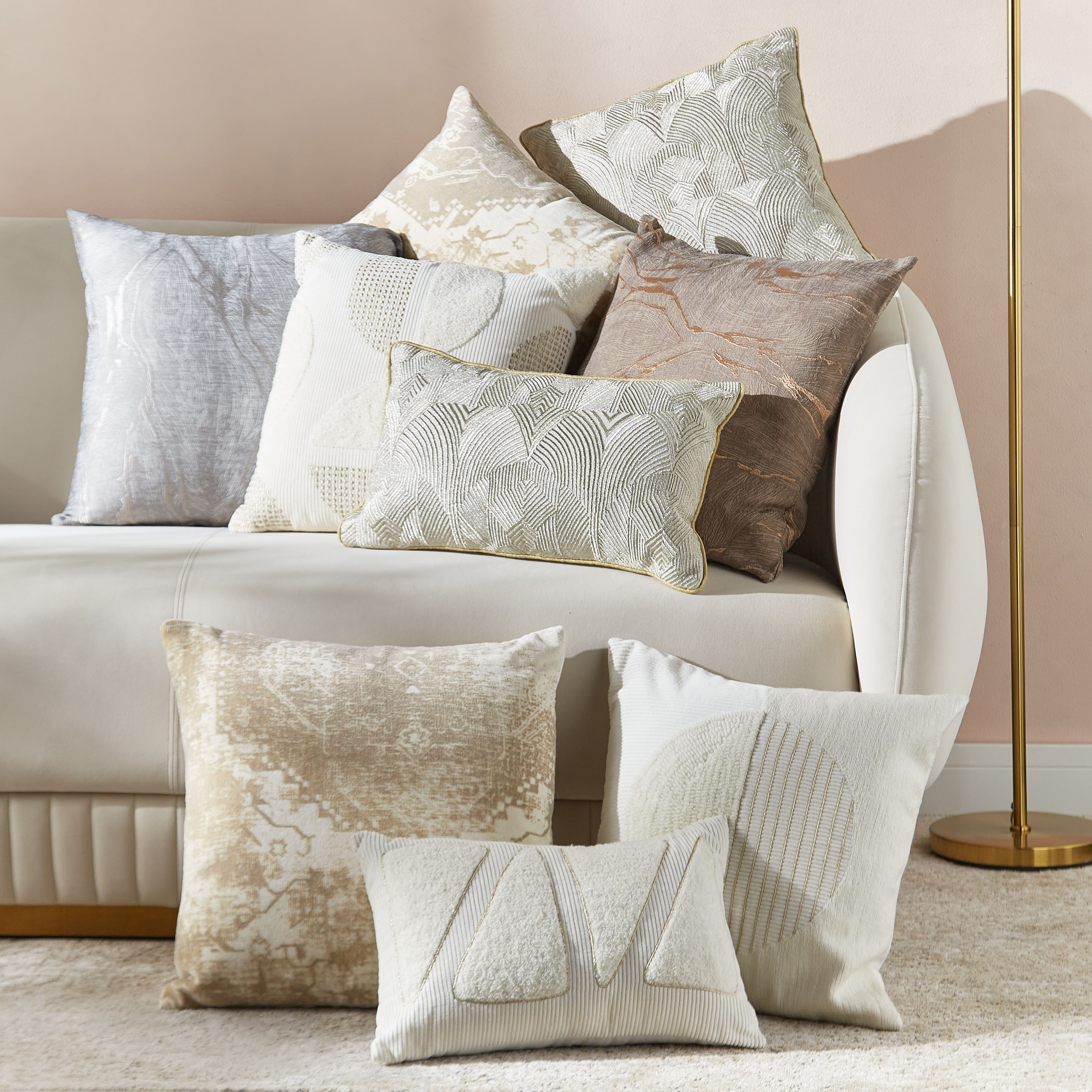 Cream gold hot sale cushions