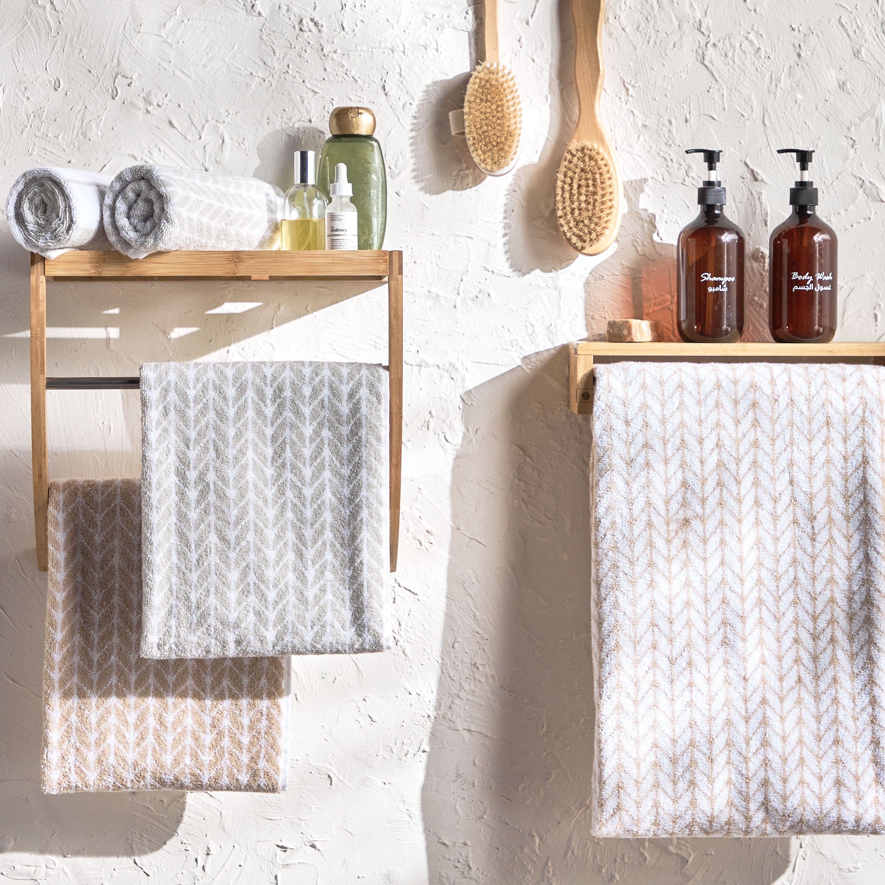 Brookline Bamboo Wall Mounted Towel Rack with Shelf