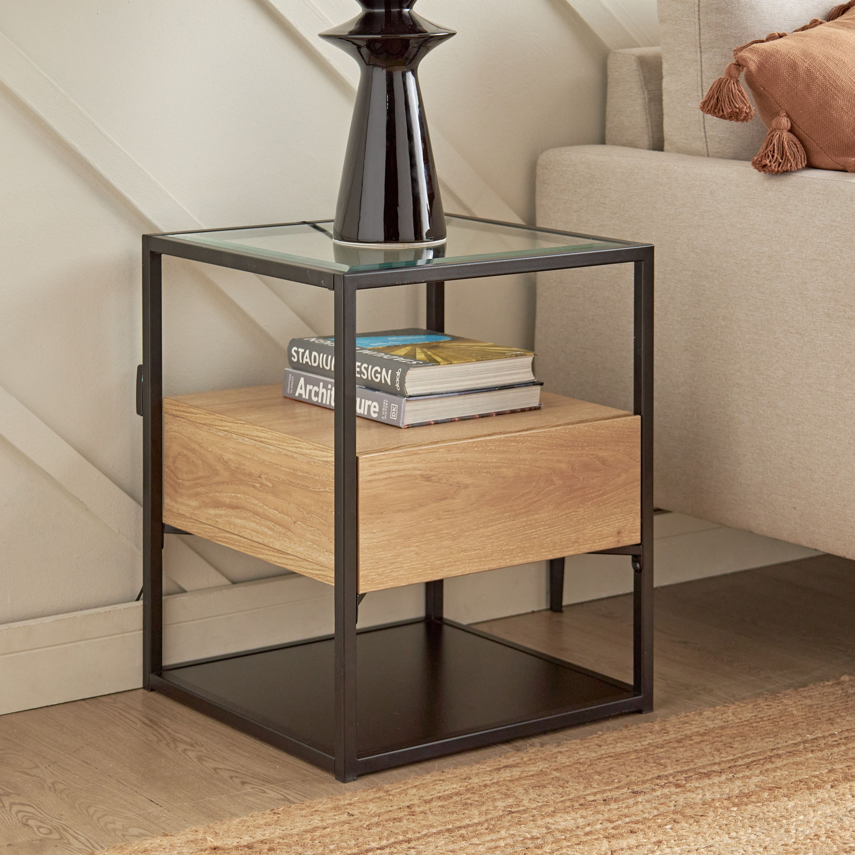 Anders Glass Top Side Table