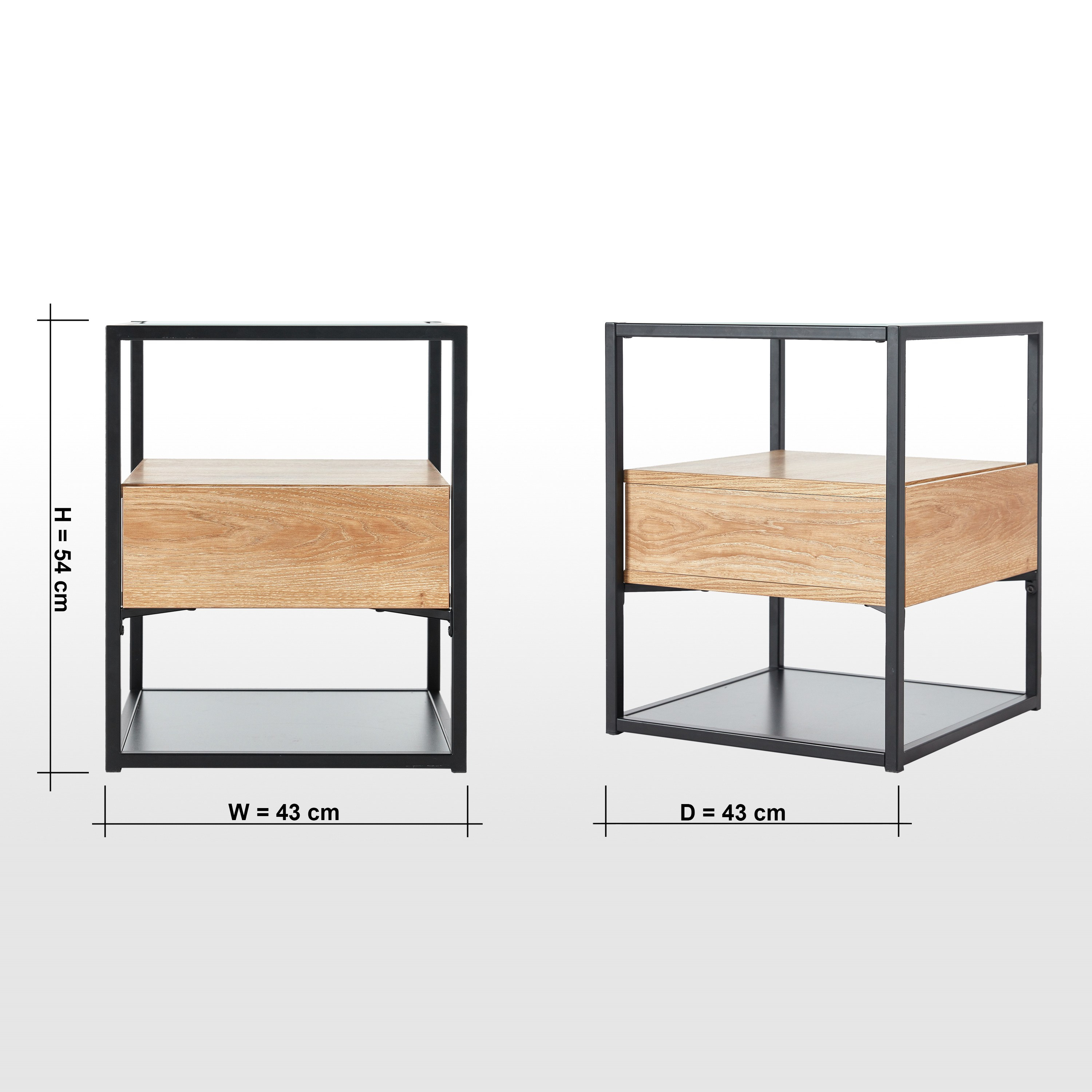 Glass end online tables with drawers