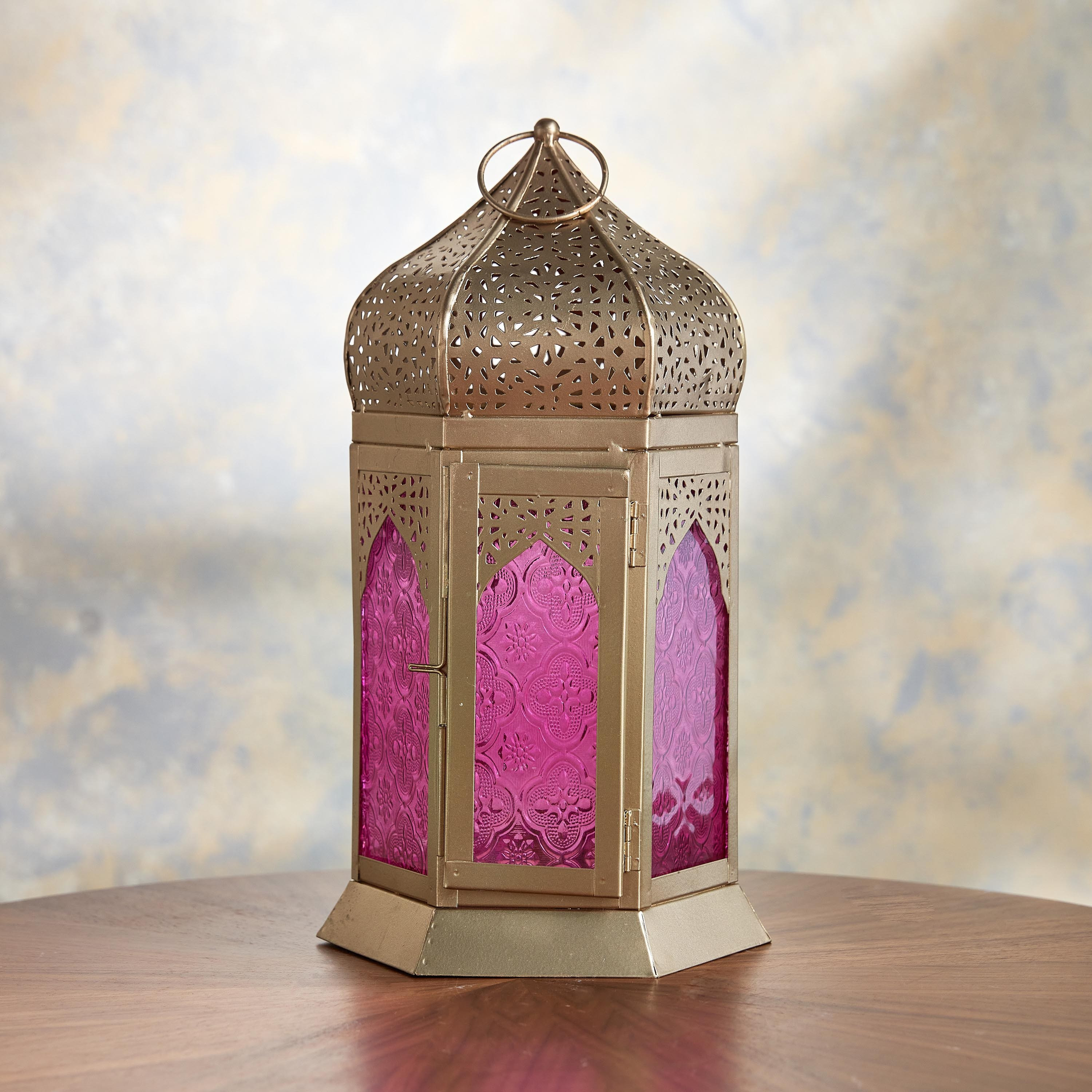 Omar Dome Metal and Glass Lantern - 34 cm-household-decor-candleholdersandlanterns-image-1