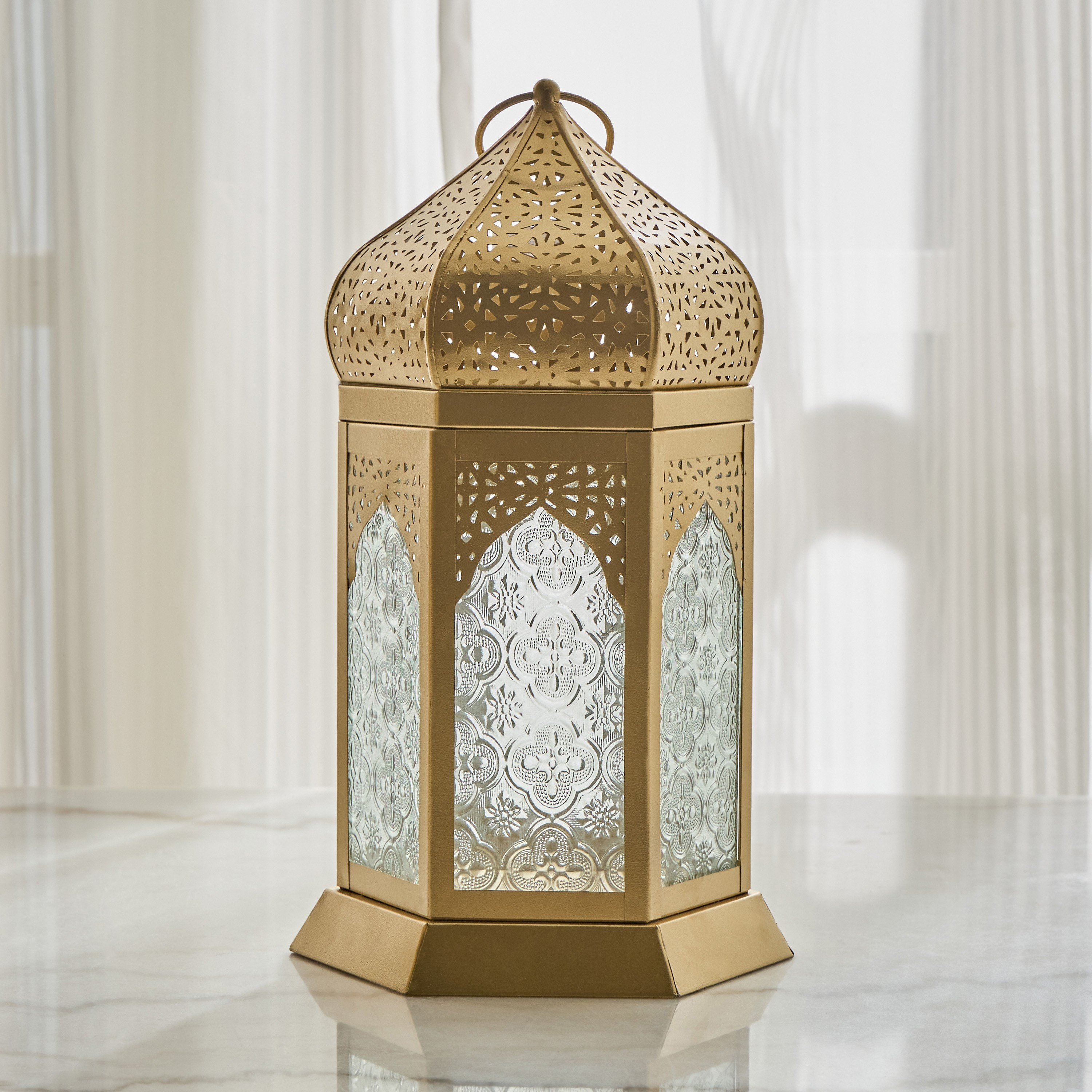 Omar Dome Metal and Glass Lantern - 34 cm-household-decor-candleholdersandlanterns-image-1