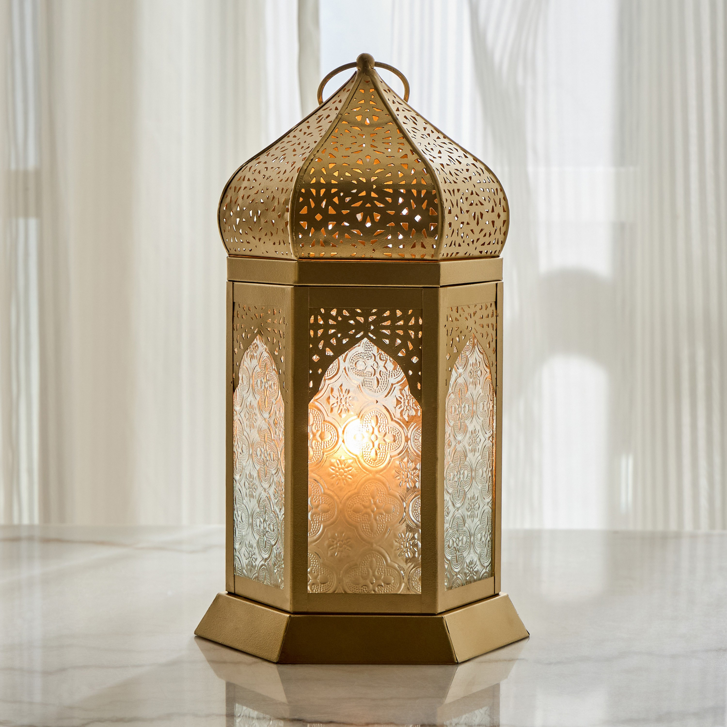 Omar Dome Metal and Glass Lantern - 34 cm-household-decor-candleholdersandlanterns-image-2