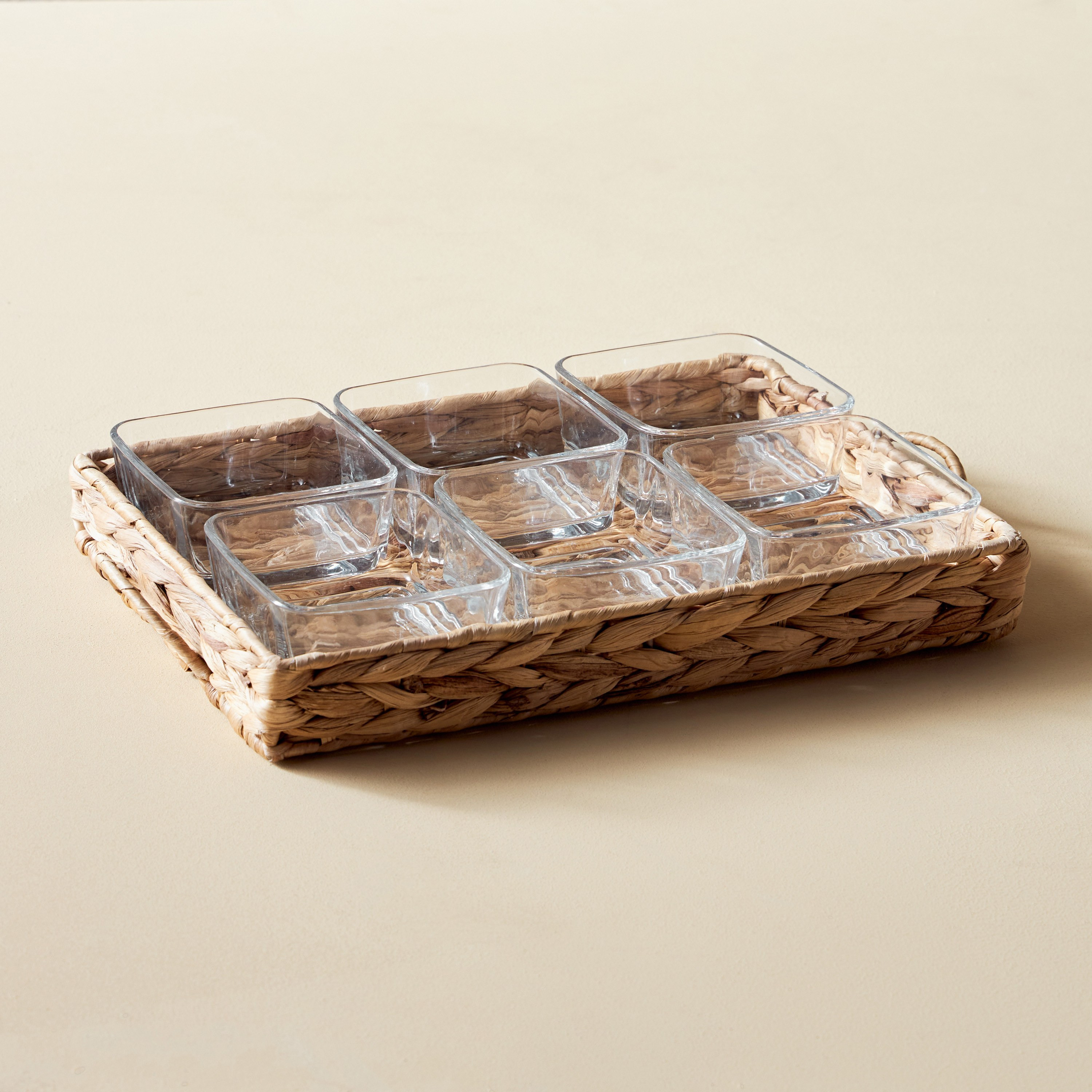 طقم وعاء زجاج داخل صينية صفير الماء 6 قطع - سامي-household-dining-serveware-servingtrays-image-1