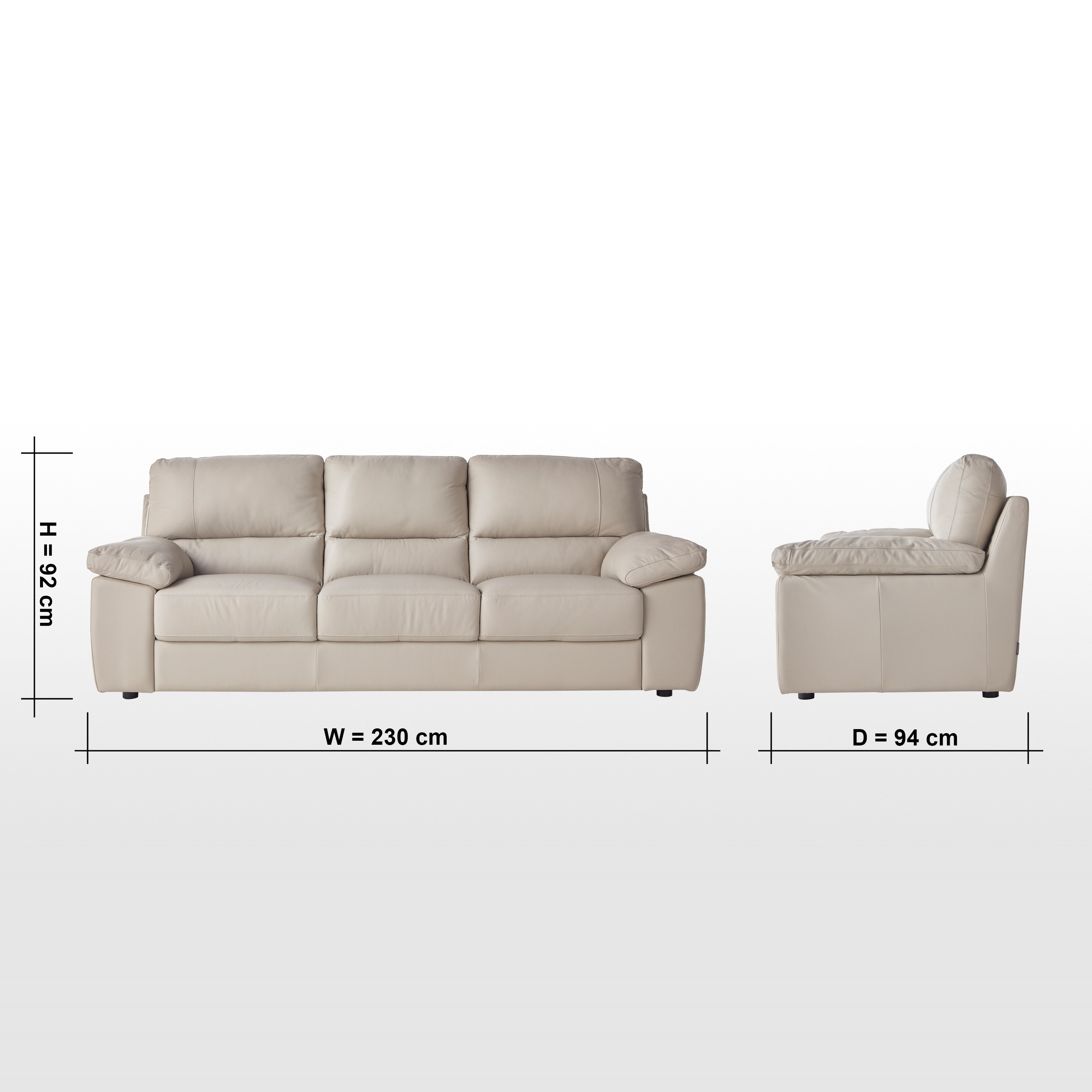 3 seater store cream leather sofa