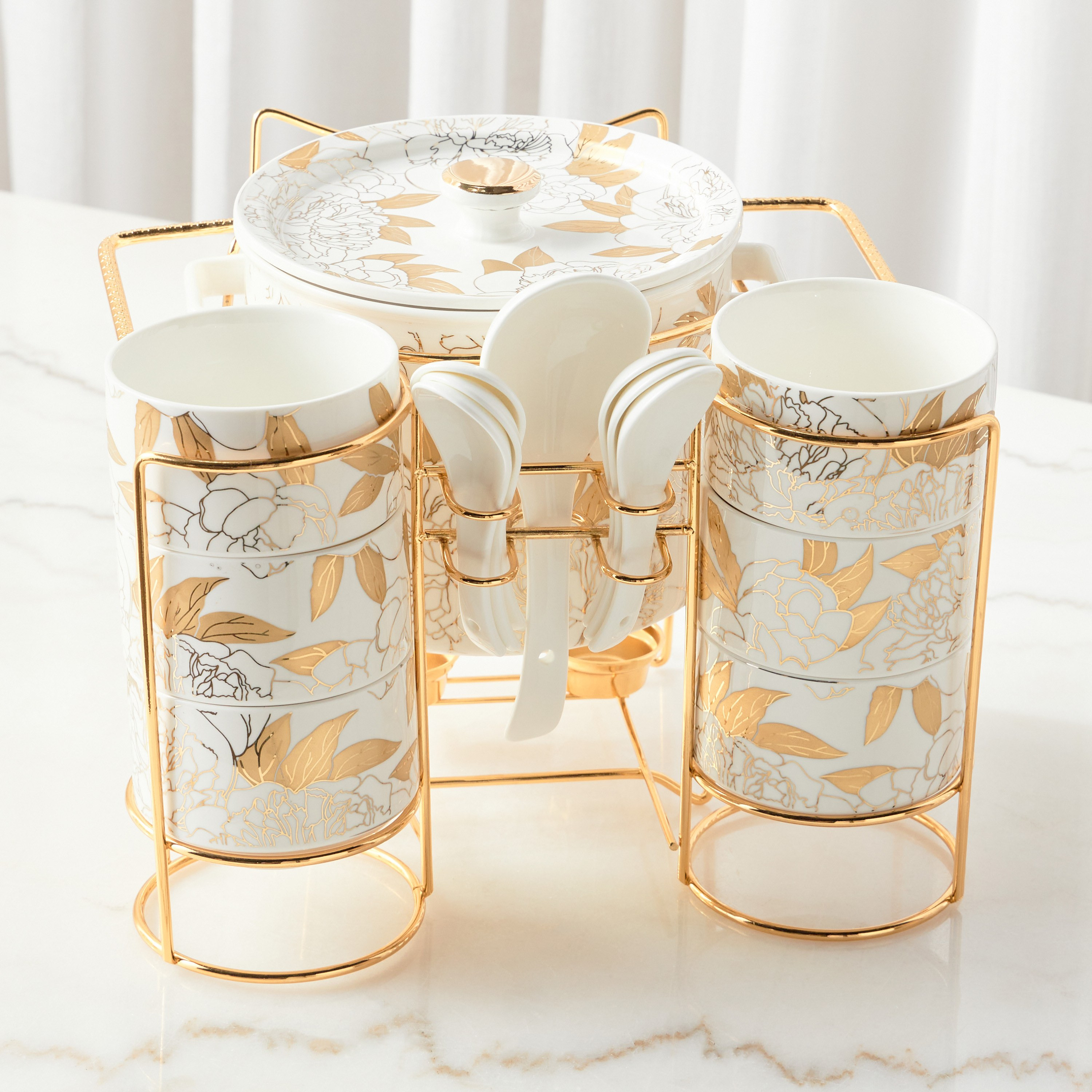 Liyah 15-Piece Porcelain Soup Set-household-dining-serveware-foodwarmersandcasseroles-image-1