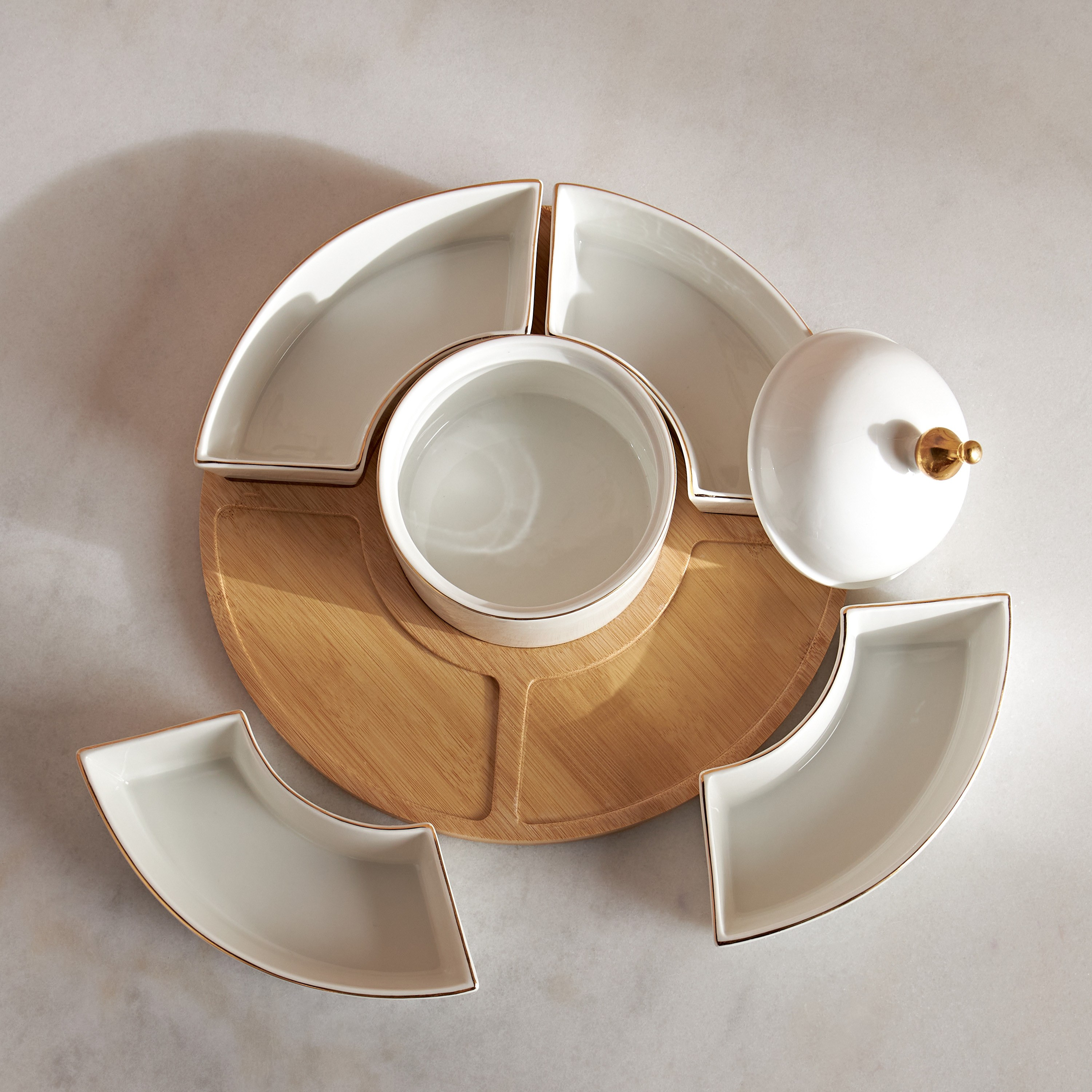 طقم صينية ووعاء تقديم 5 قطع - إيفرين-household-dining-serveware-servingtrays-image-2
