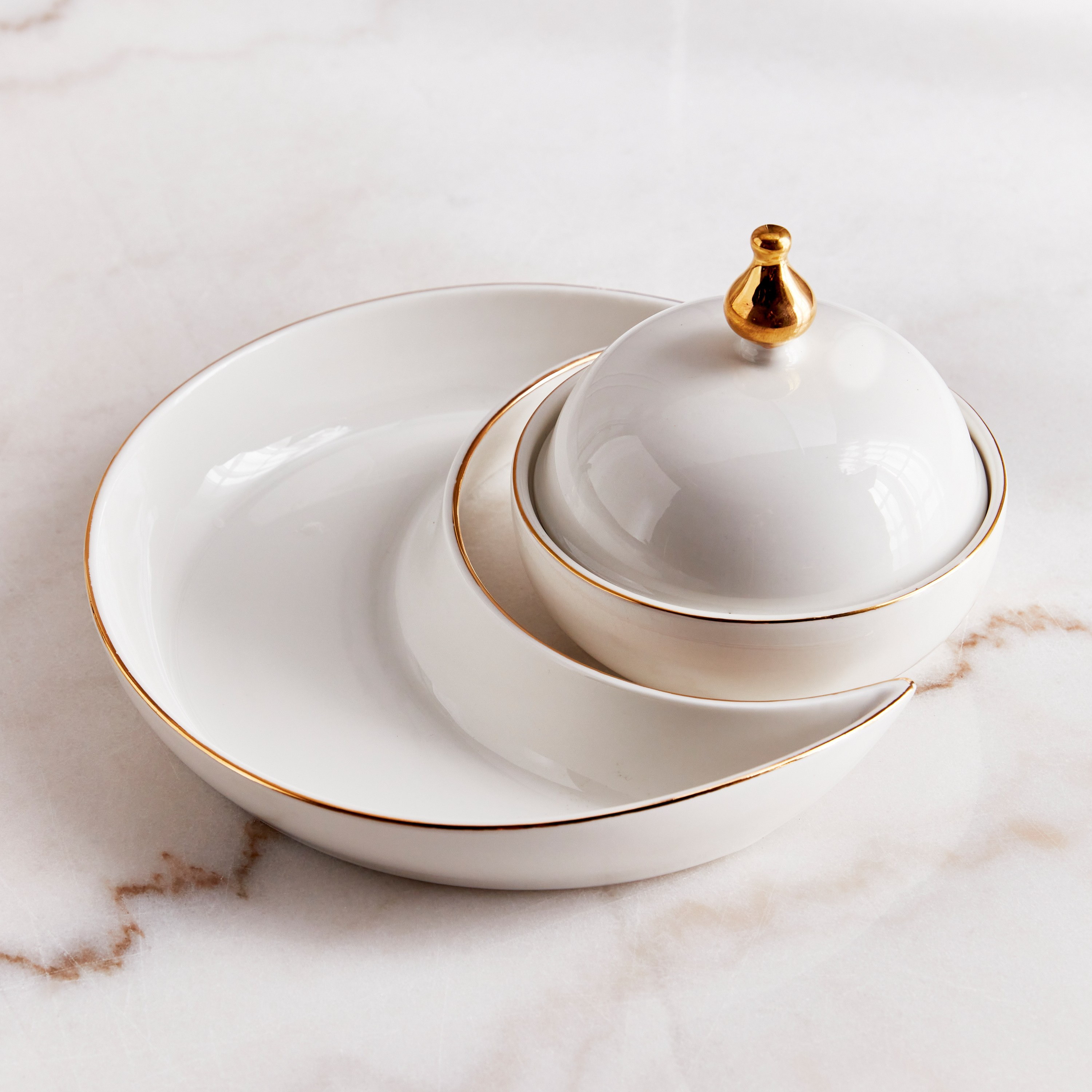Evren Cresent Moon 2-Piece Porcelain Appetizer Set-household-dining-serveware-servingtrays-image-1