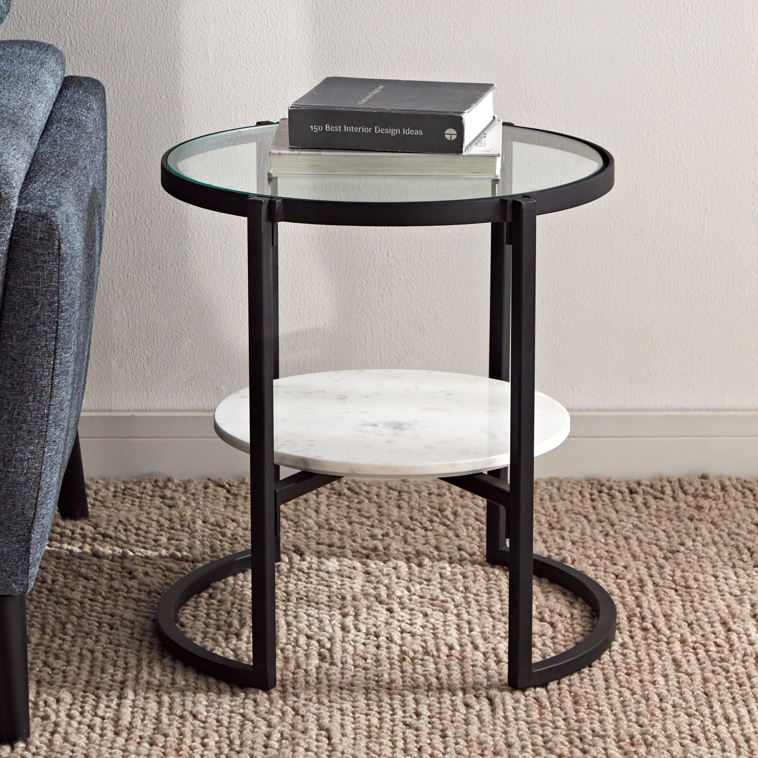 Glass top end tables shop metal