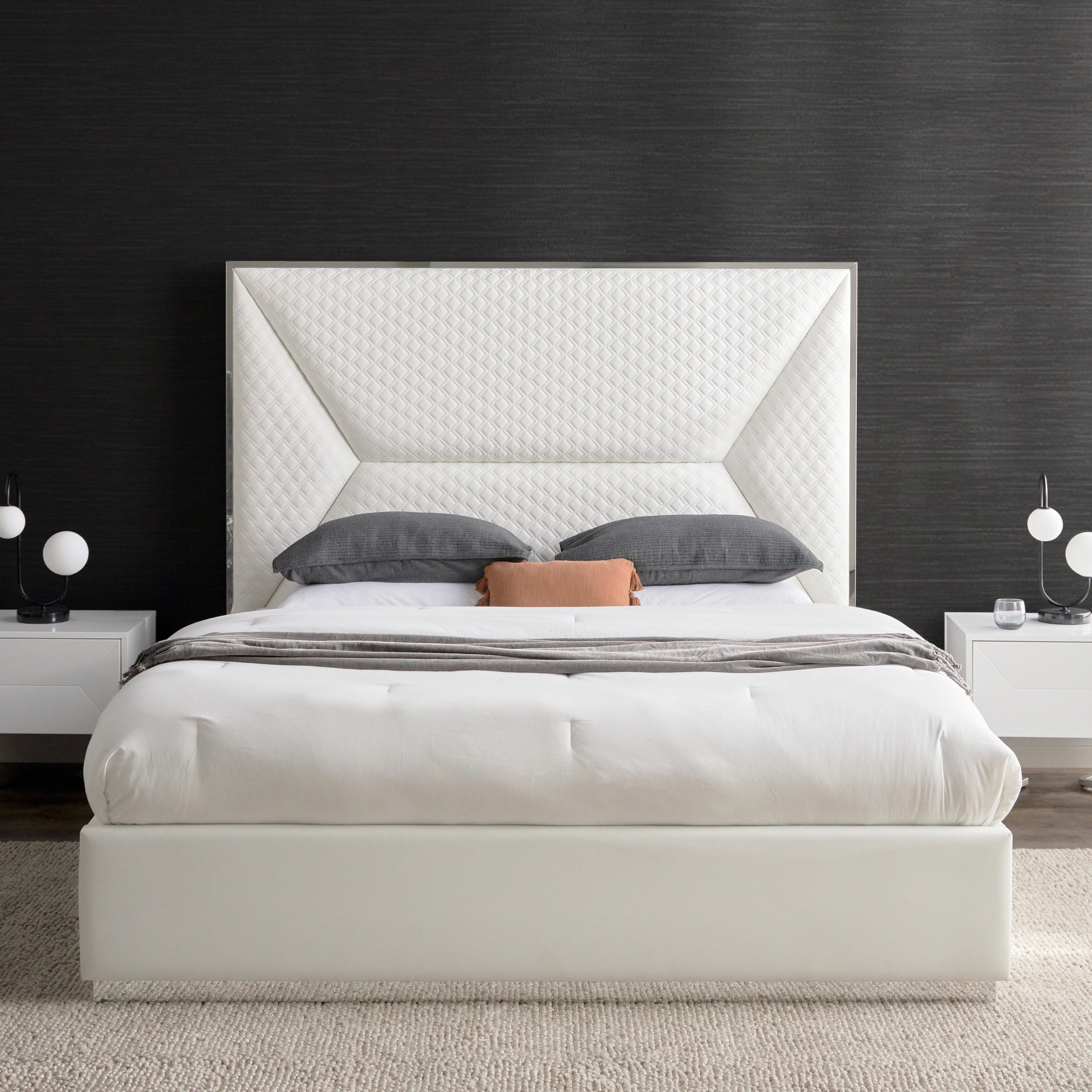 Modern white deals king bed