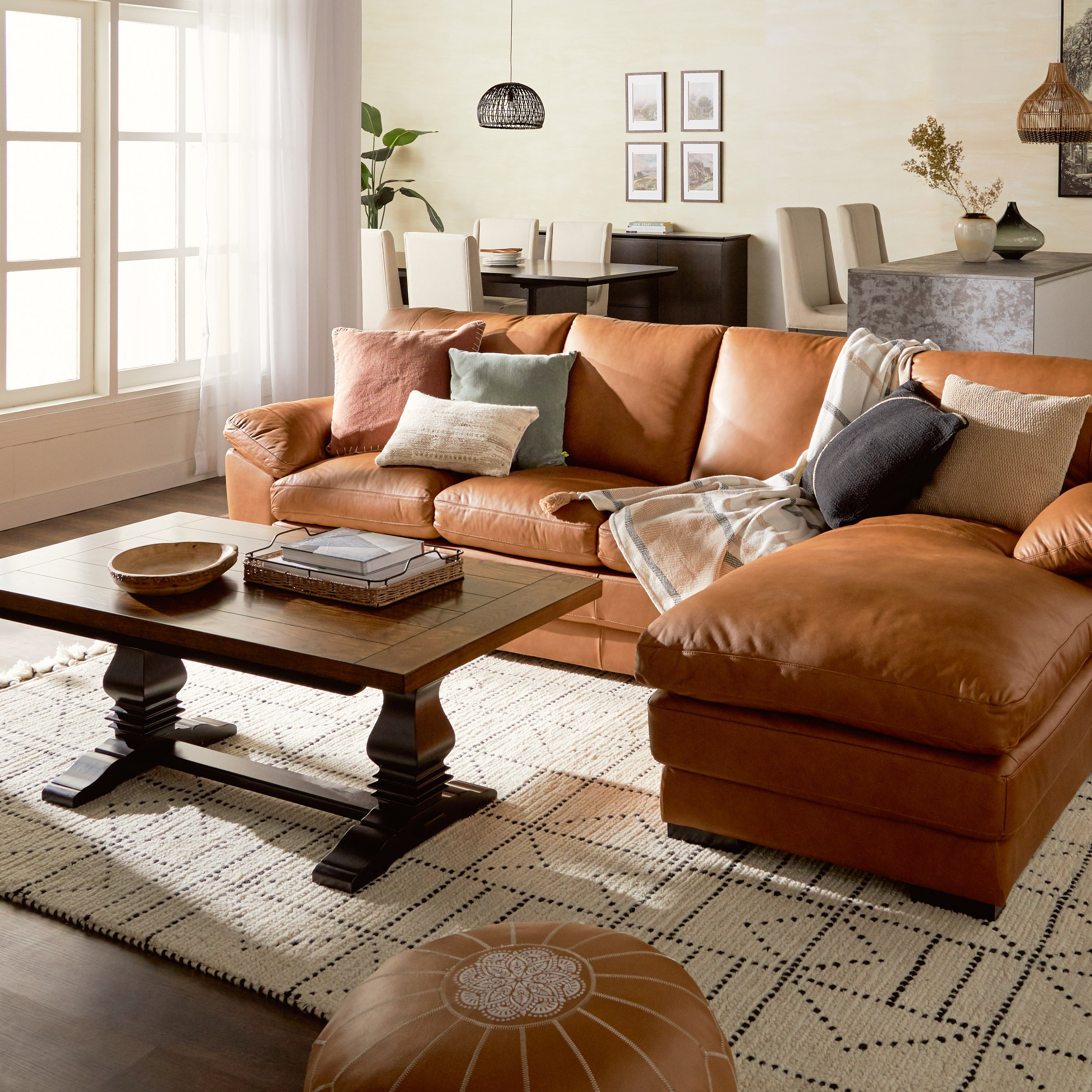 Leather corner sofa online and chair