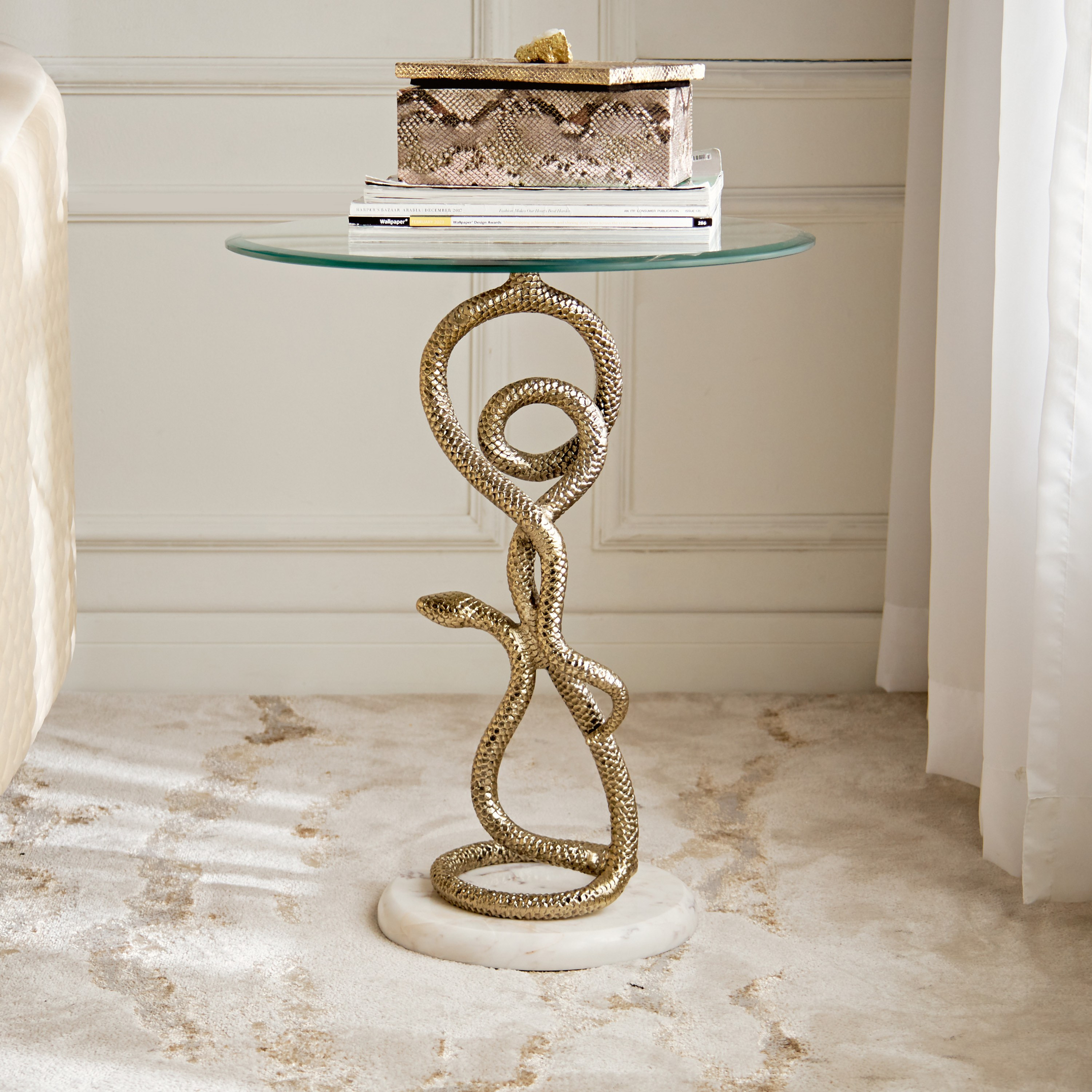 Shop Serpent Glass Top Side Table | Homecentre UAE