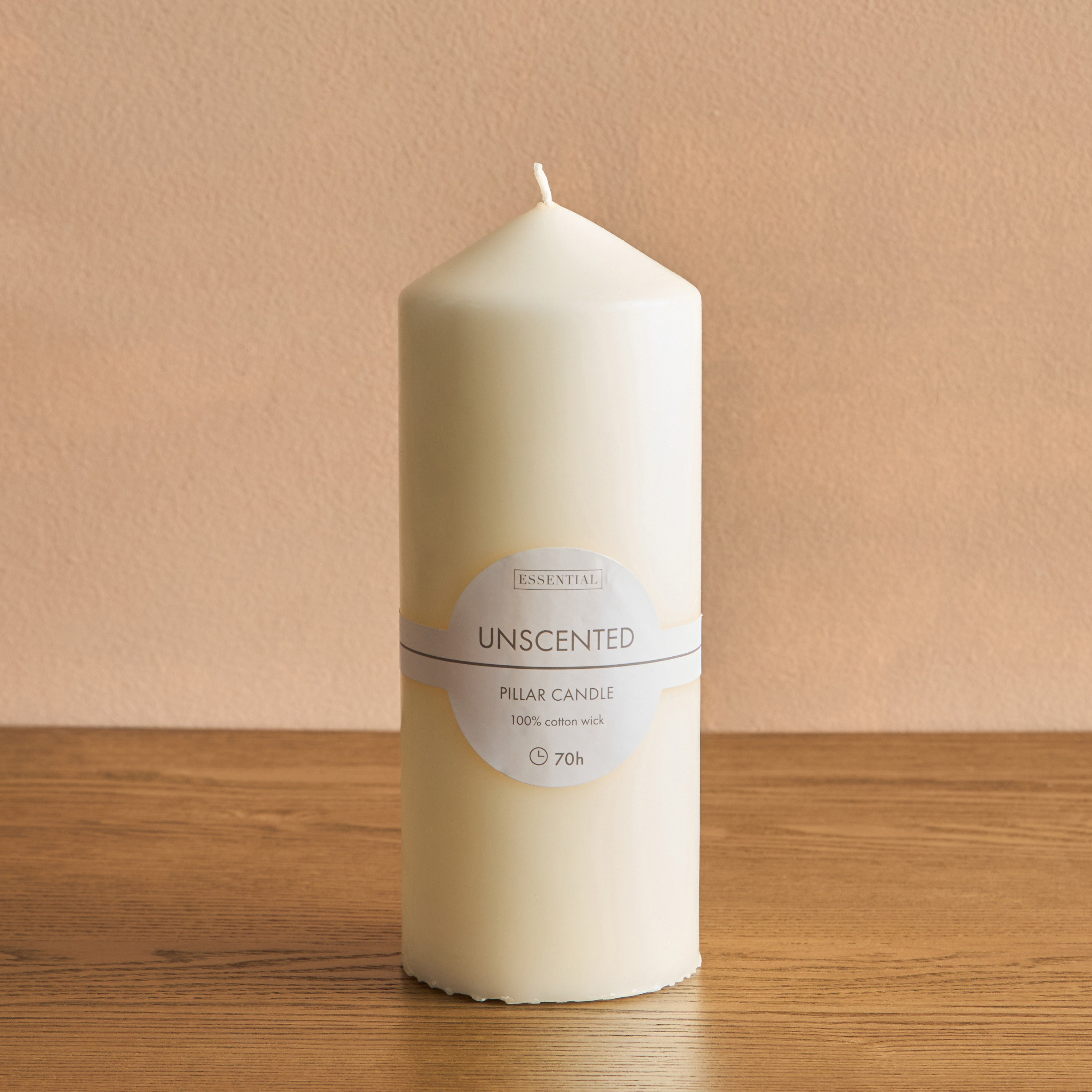 Essentials Unscented Pillar Candle - 70 h