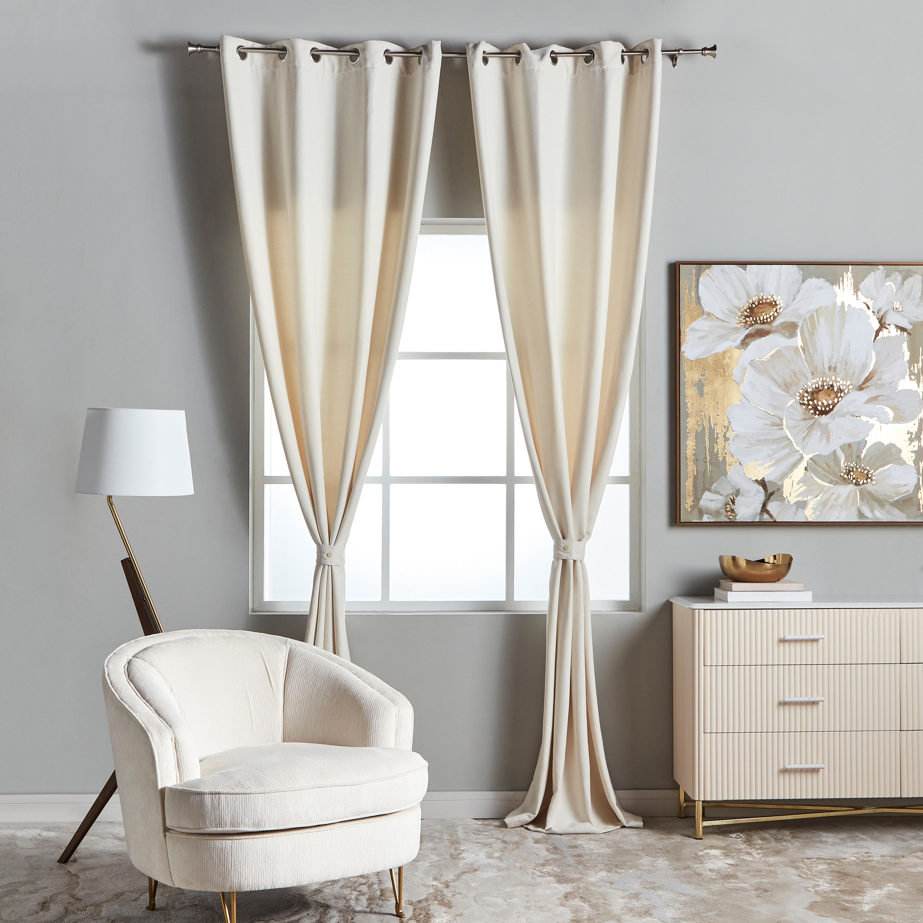 طقم ستائر غير معتمة من قطعتين - بين ريب - 130x300 سم-household-windows-curtains-image-1