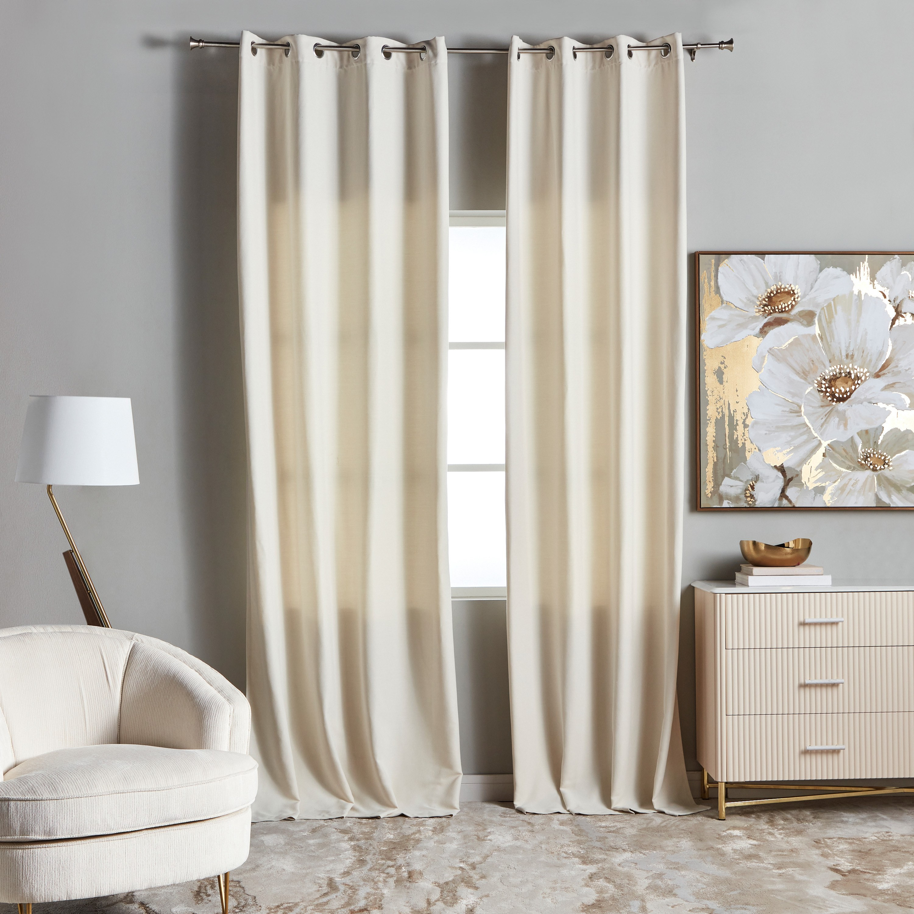 طقم ستائر غير معتمة من قطعتين - بين ريب - 130x300 سم-household-windows-curtains-image-5