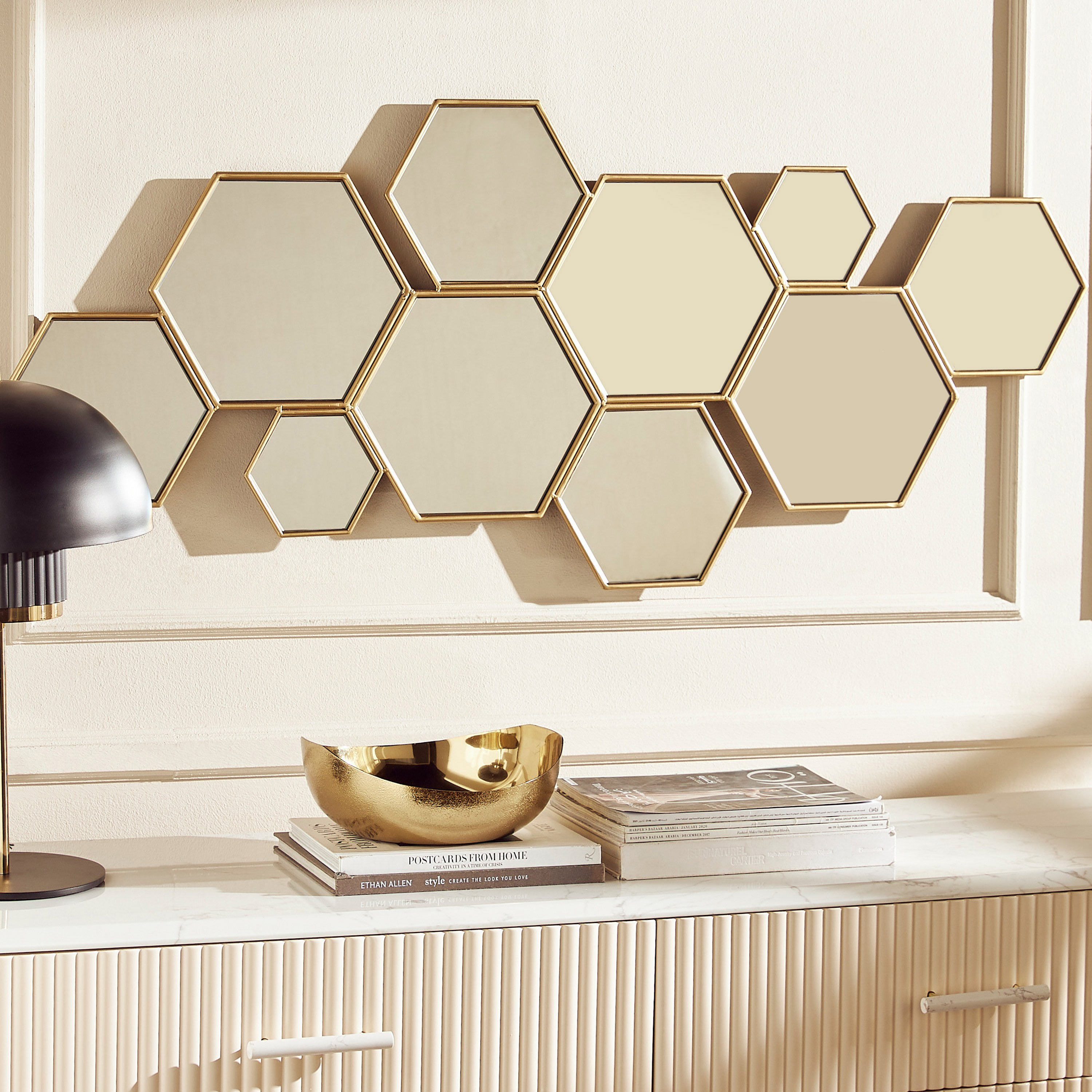 Honey Mirrored Wall Decor Accent - 131x55 cm-household-walldecorandmirrors-wallaccents-image-4