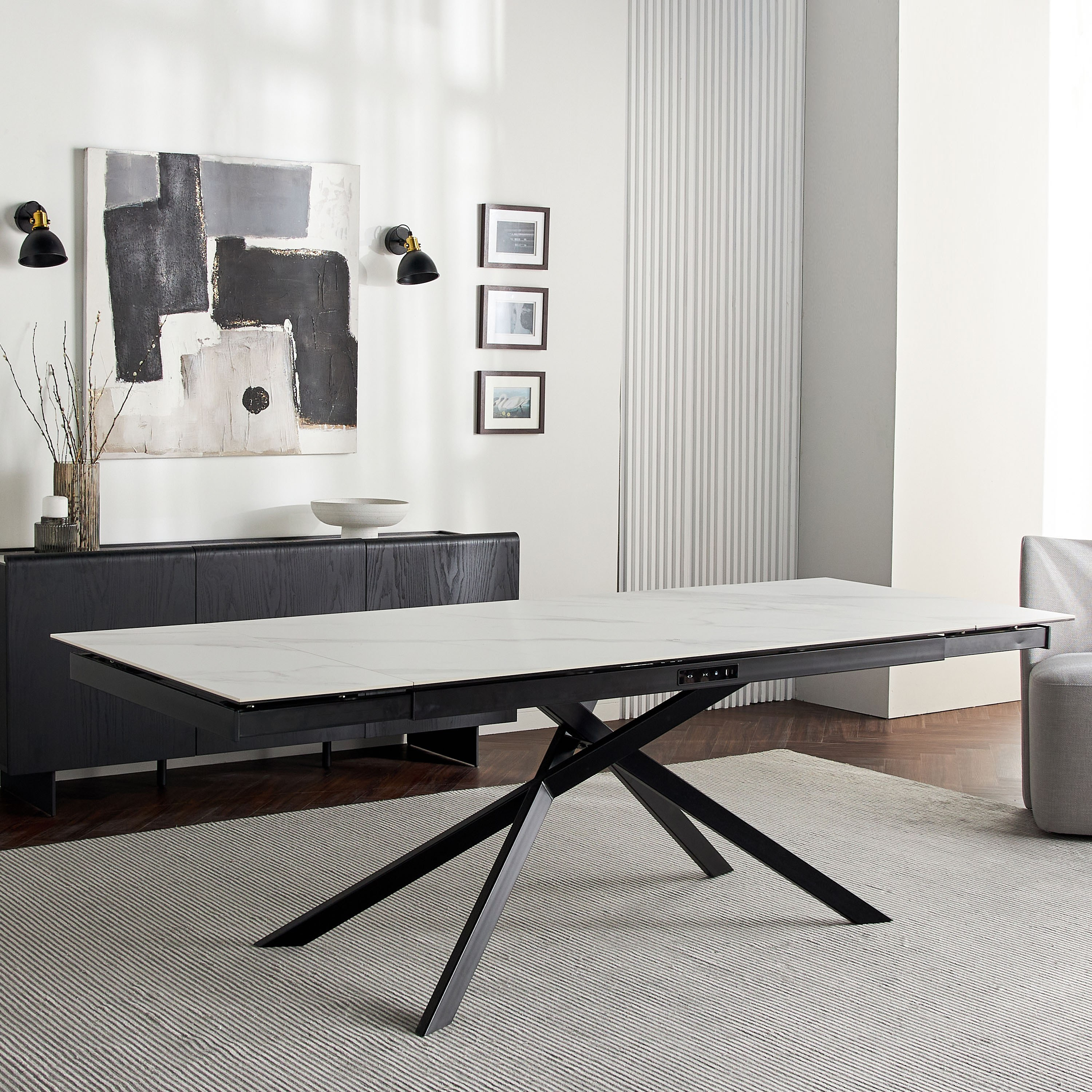 Espresso extendable deals dining table