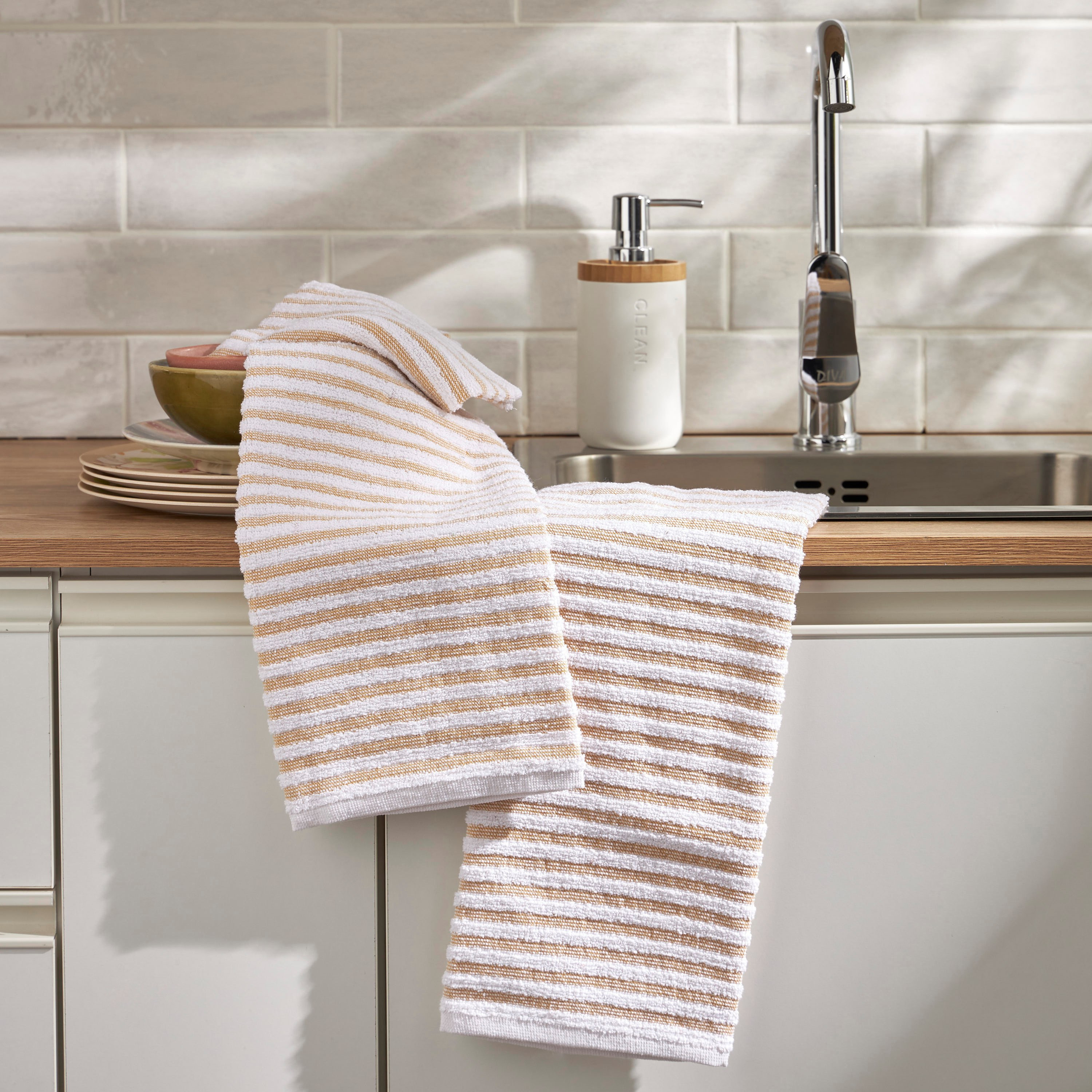 Nina 2-Piece Stripe Kitchen Towel Set - 50x70 cm-household-kitchen-kitchenlinen-kitchentowelsandlinen-image-1
