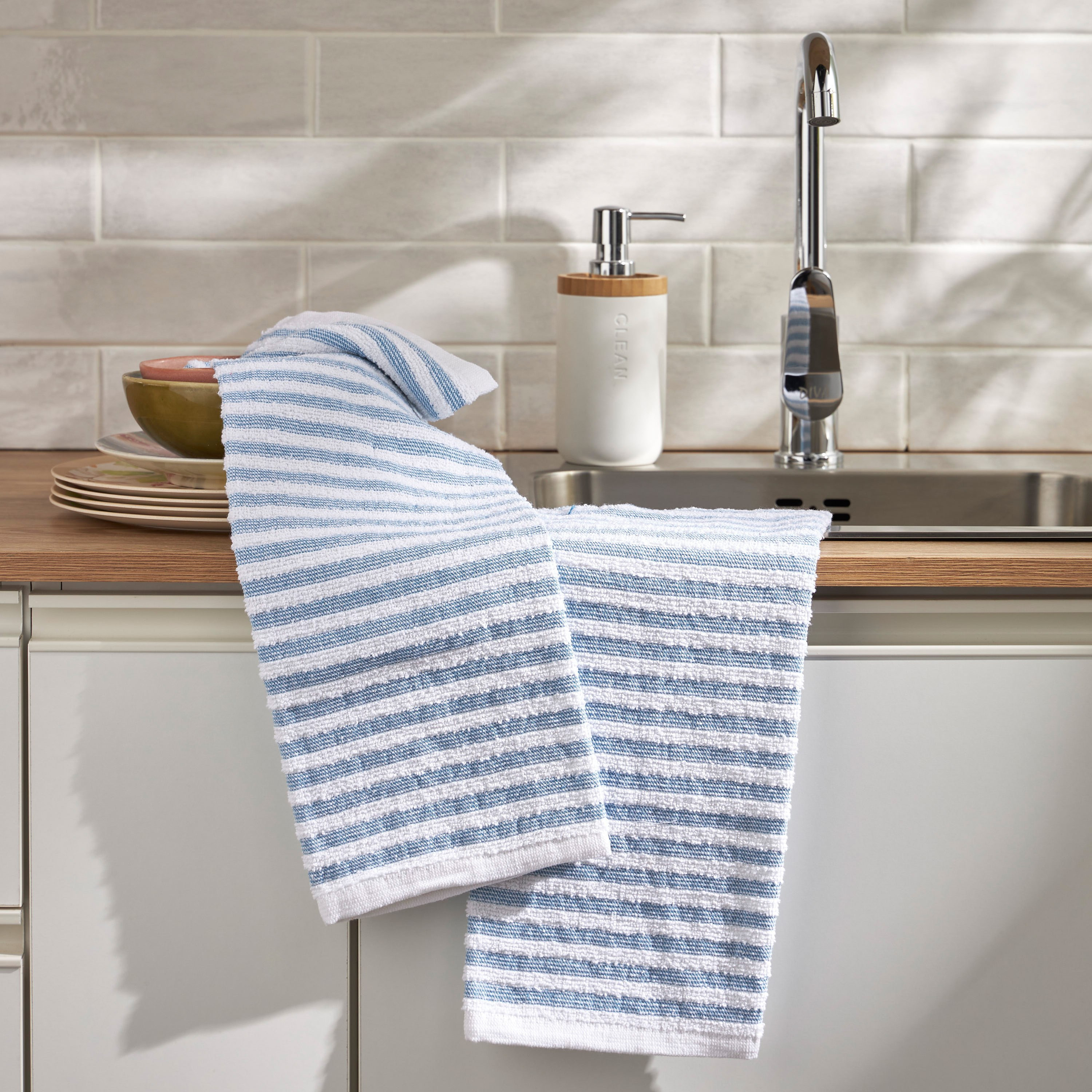 Nina 2-Piece Stripe Kitchen Towel Set - 50x70 cm-household-kitchen-kitchenlinen-kitchentowelsandlinen-image-1