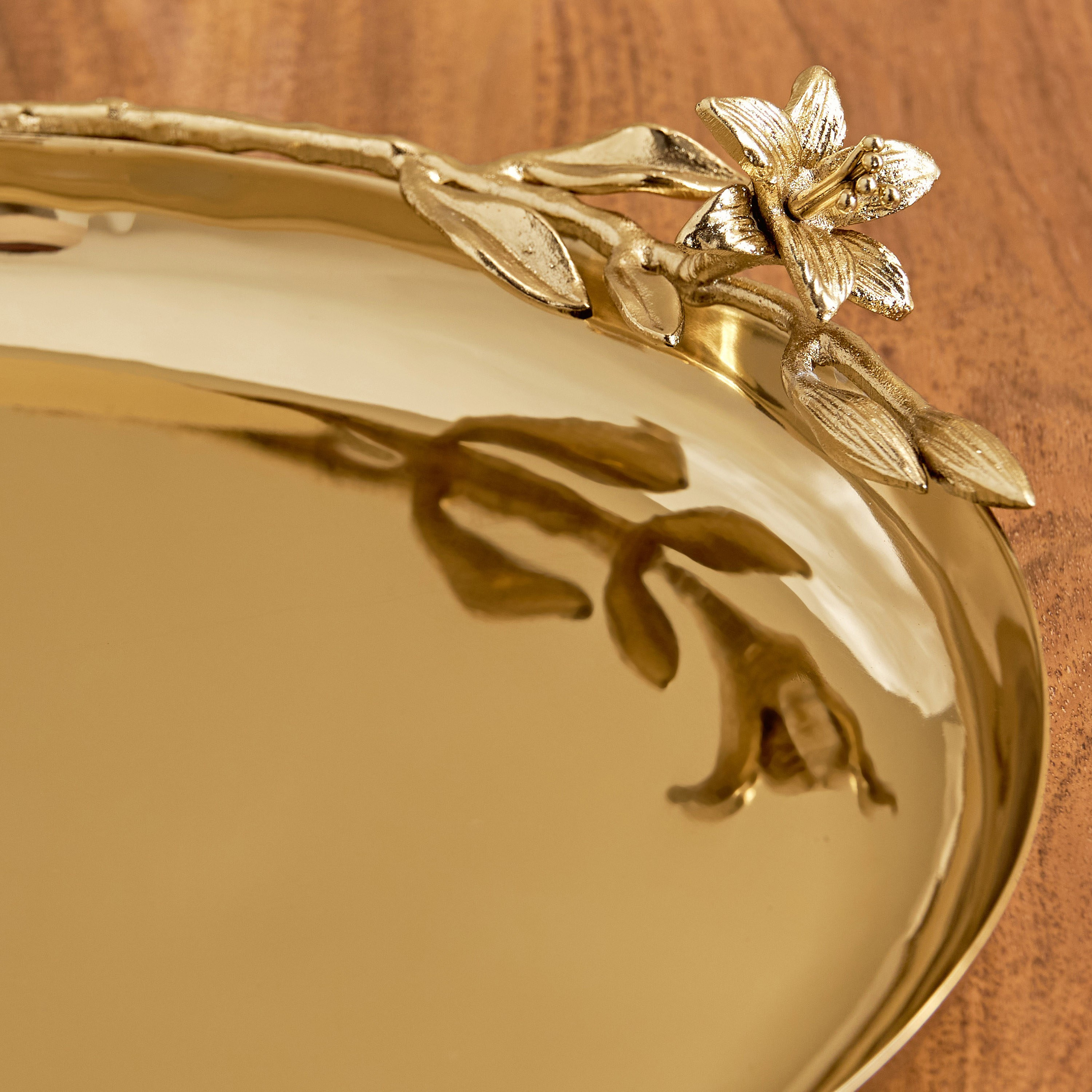 Bell Flower Metal Decorative Tray - 27x46 cm-household-decor-boxesandtrays-image-2
