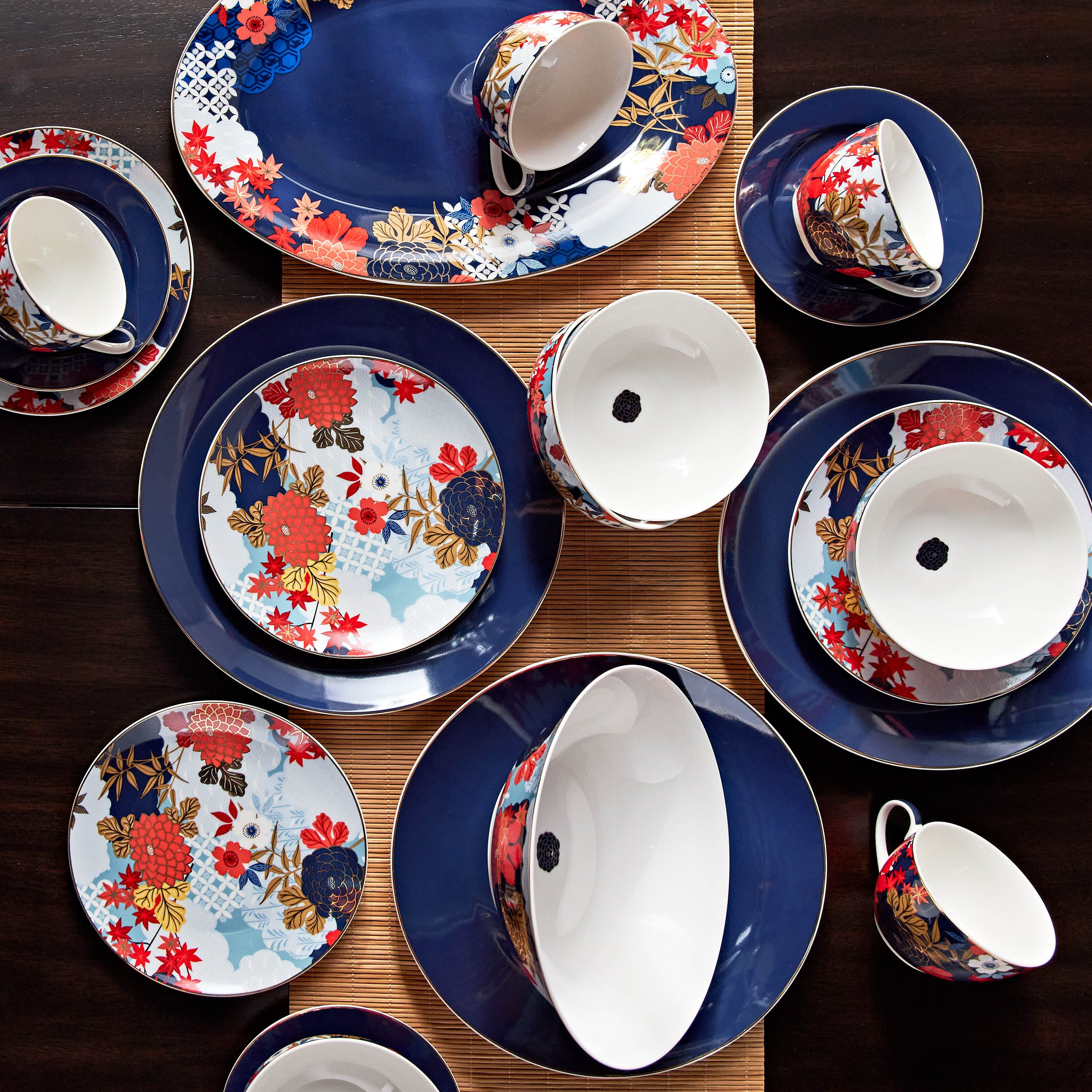 Asian Fusion 32 Piece Porcelain Dinner Set Set of 6