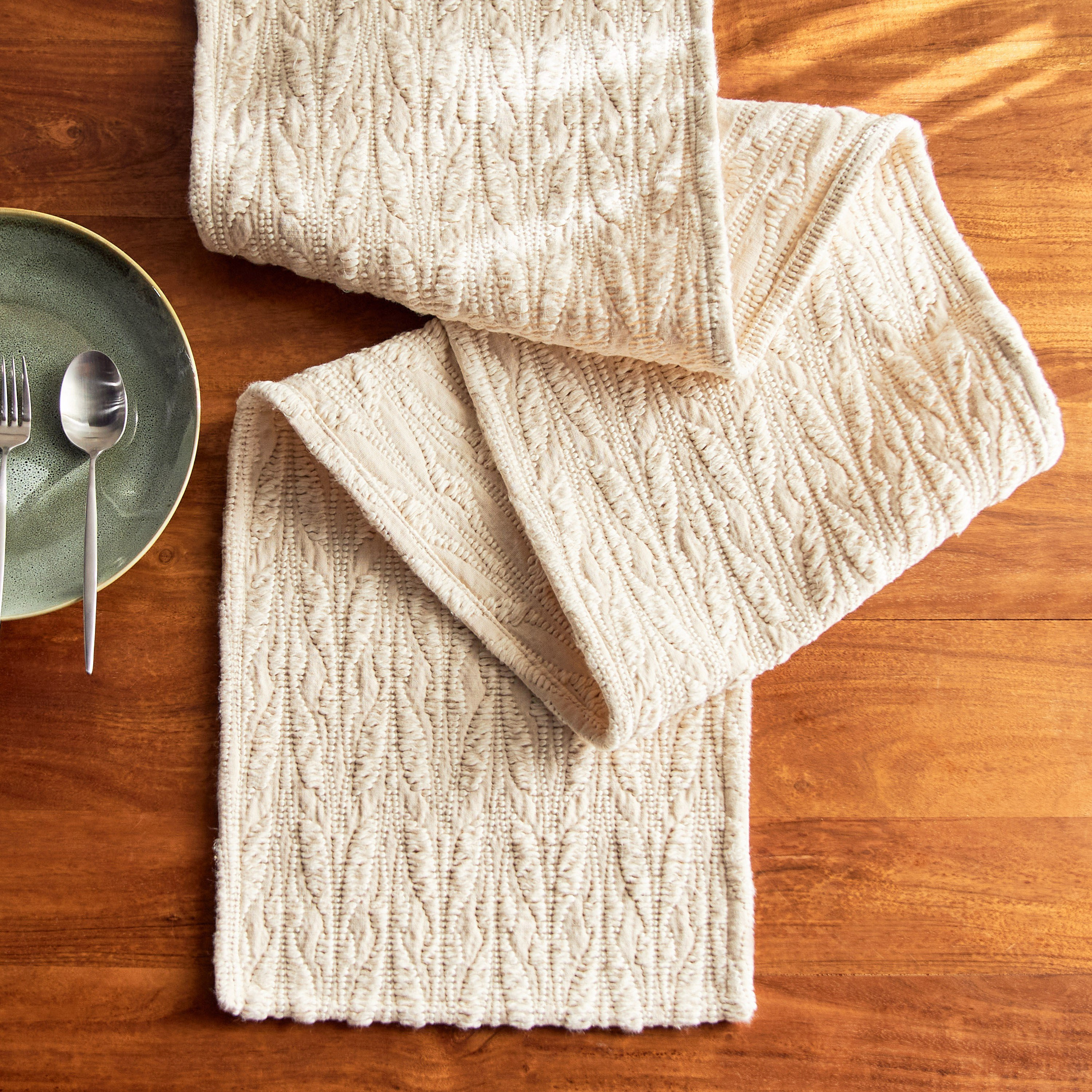 Cotton Jacquard Table Runner - 33x160 cm