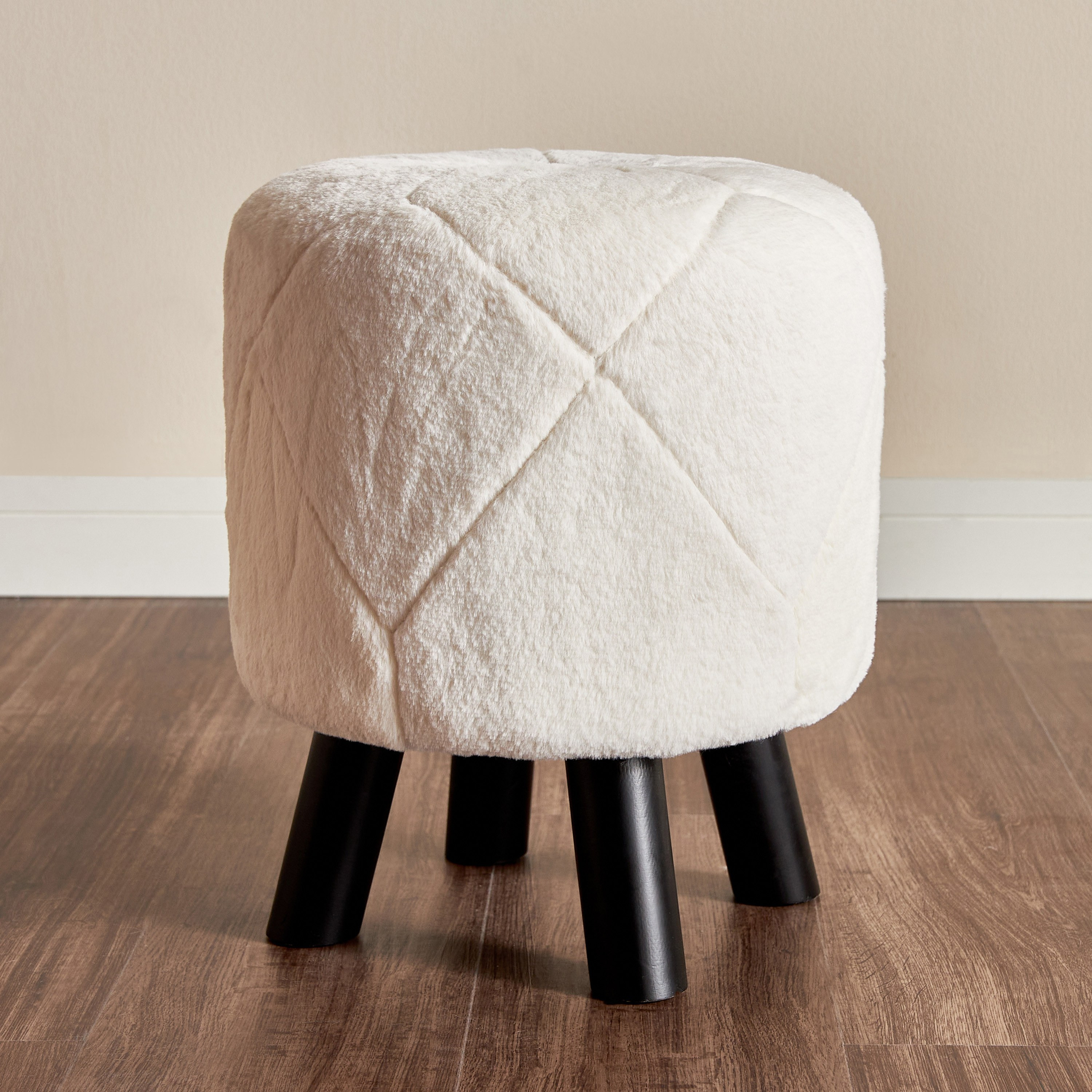 Rory Lattice Fur Stool 30x38 cm