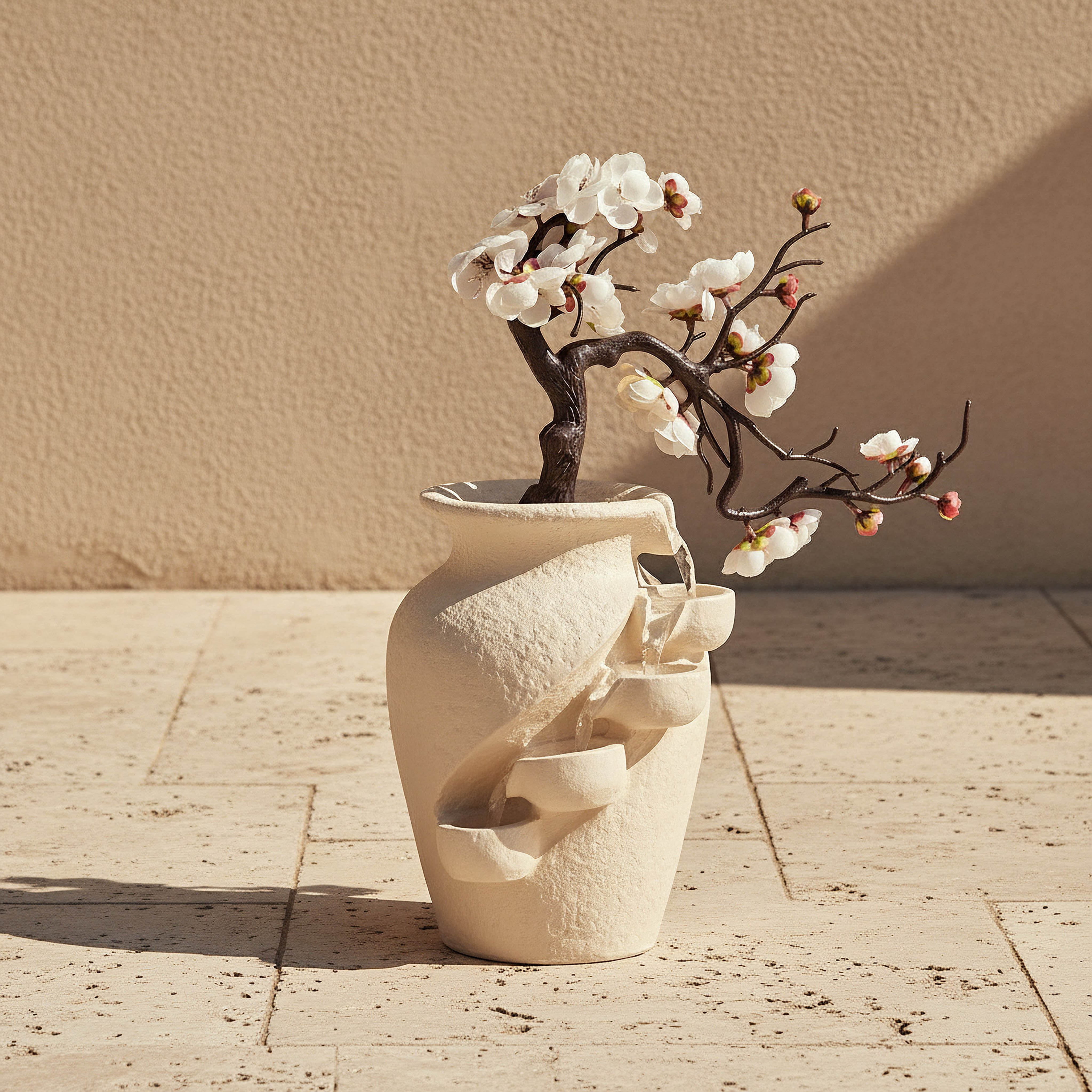 White Bonsai Fountain with LED Light-household-gardenandoutdoor-fountains-image-1