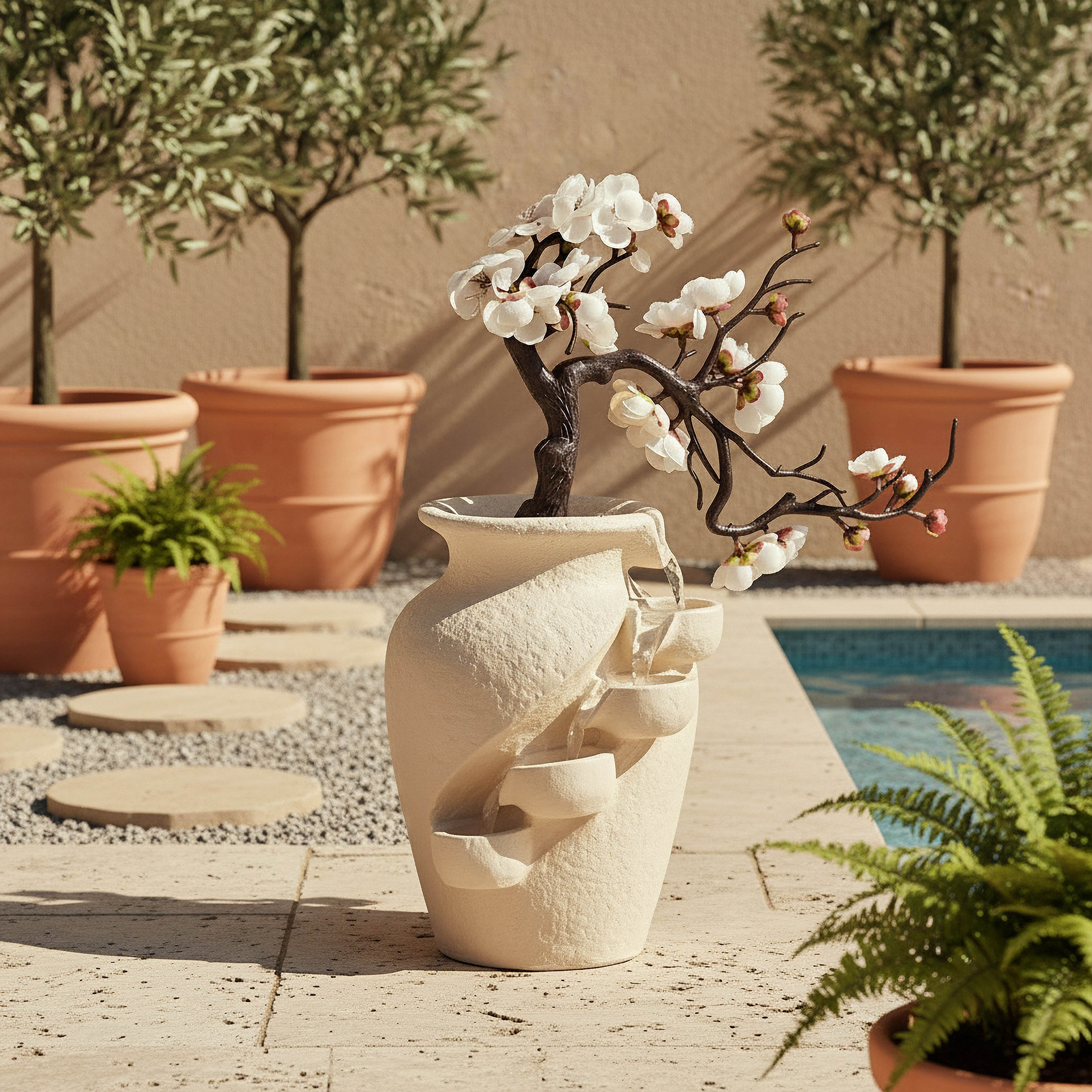 White Bonsai Fountain with LED Light-household-gardenandoutdoor-fountains-image-4