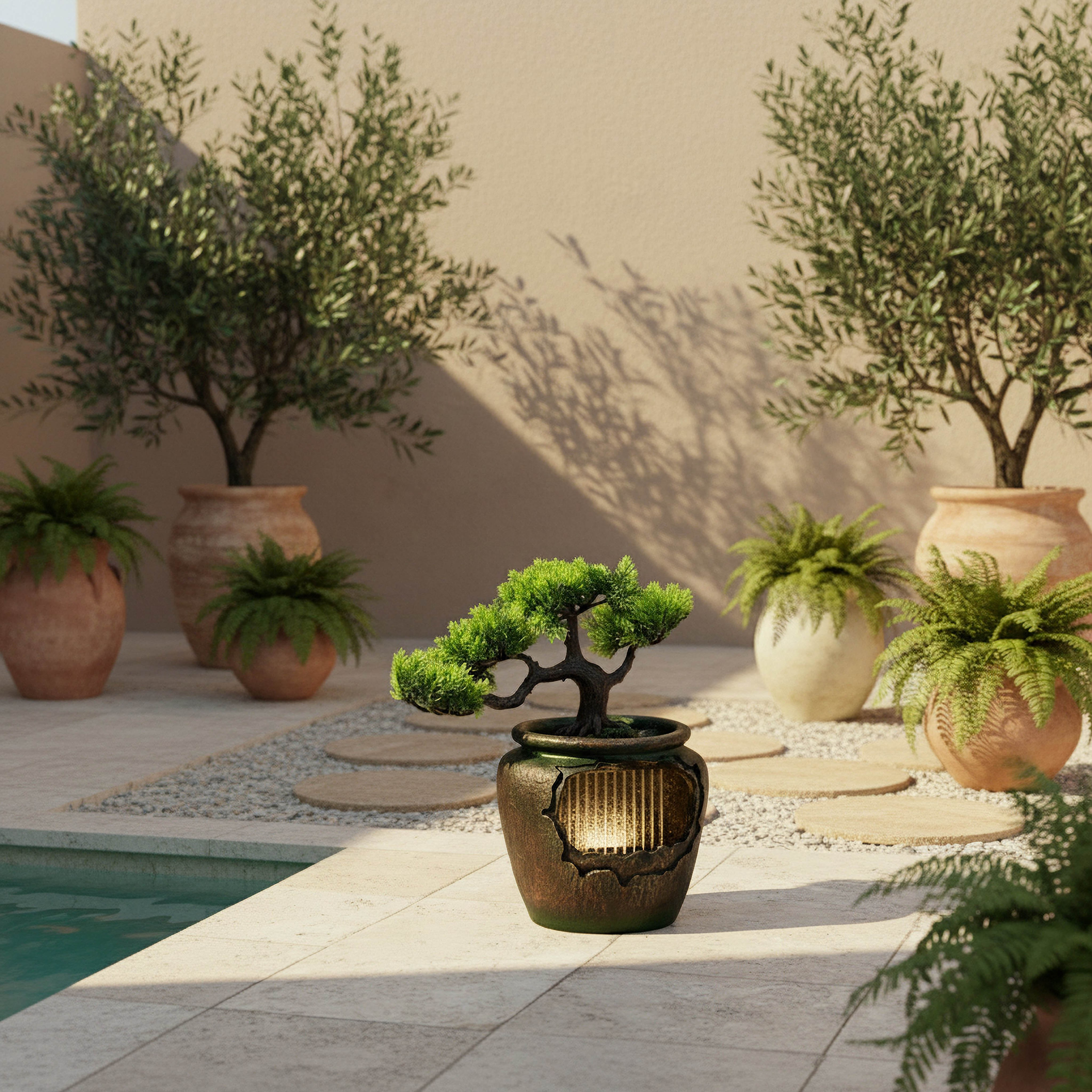 Green Bonsai Fountain with LED Light-household-gardenandoutdoor-fountains-image-4