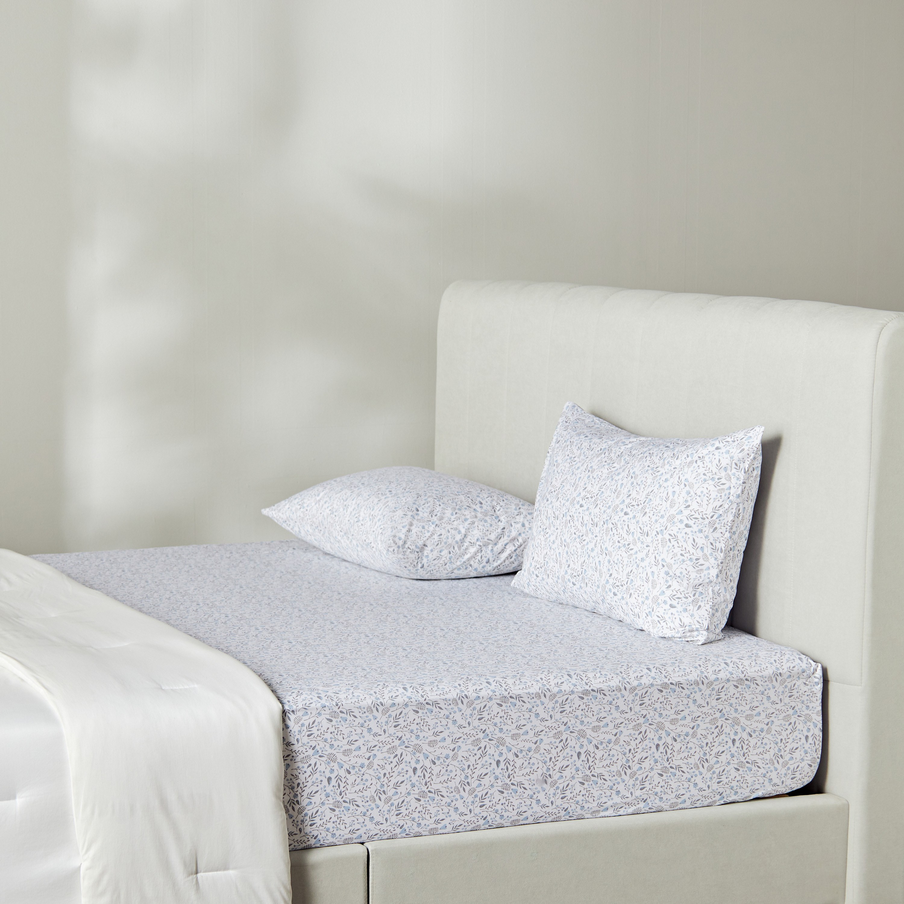 شرشف مطاطي كينج بطبعات عدد خيوط 200 قطن بركال - سيرينيتي - 180x205 سم-household-bedding-sheetsandpillowcases-fittedsheets-image-1