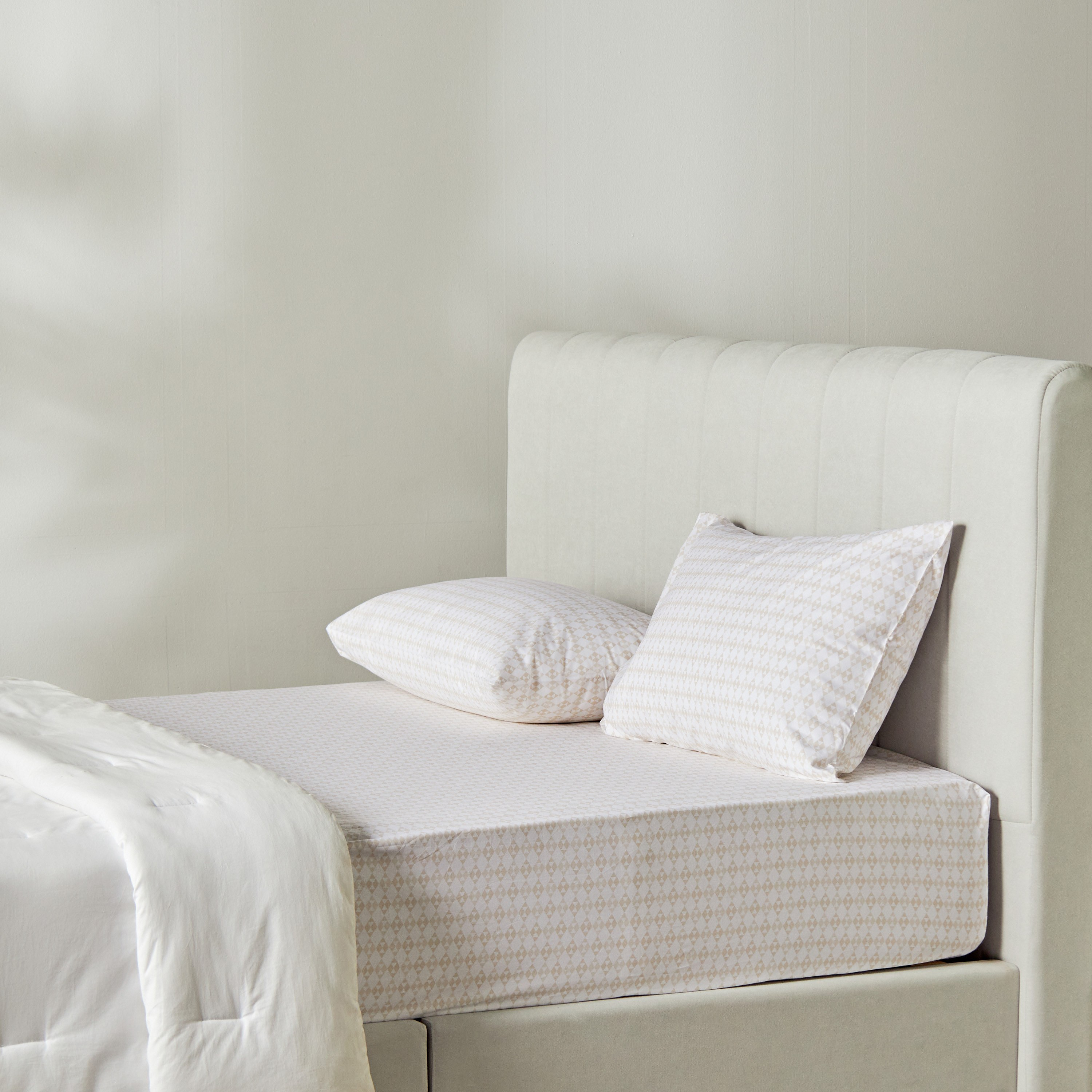 Serenity Cotton Percale 200 Thread Count Single Printed Fitted Sheet - 90x200 cm-household-bedding-sheetsandpillowcases-fittedsheets-image-3