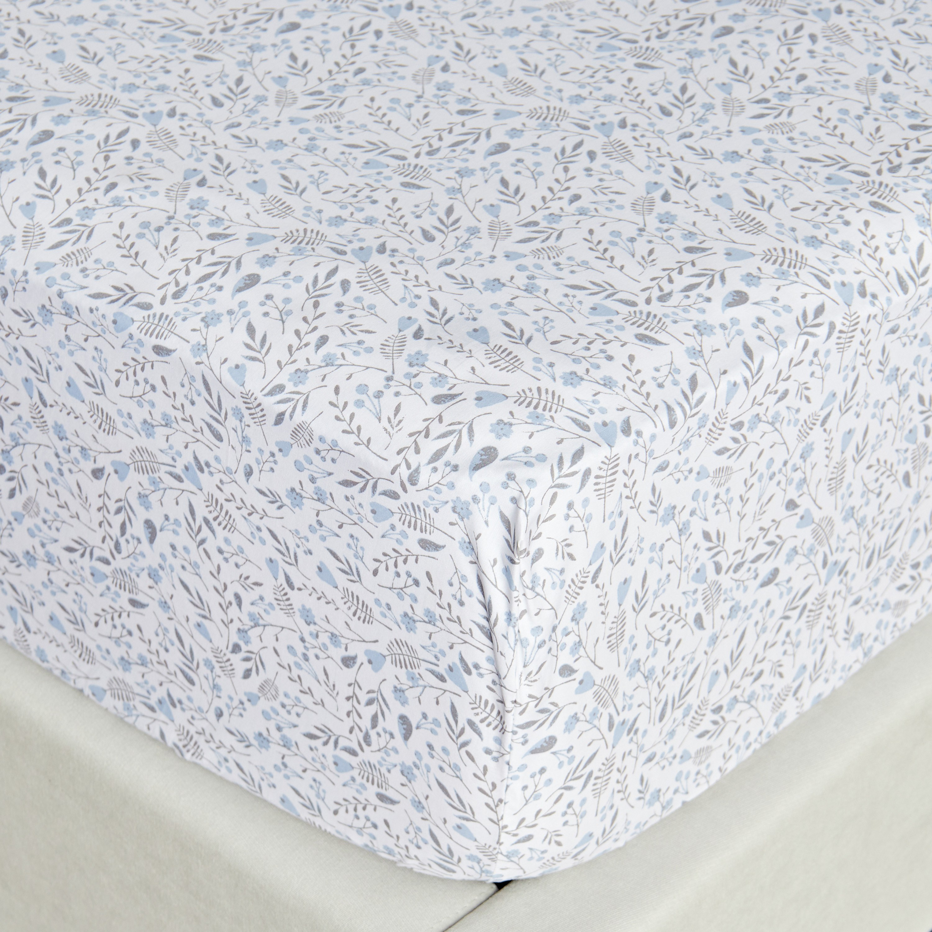 Serenity Cotton Percale 200 Thread Count Single Printed Fitted Sheet - 90x200 cm-household-bedding-sheetsandpillowcases-fittedsheets-image-1