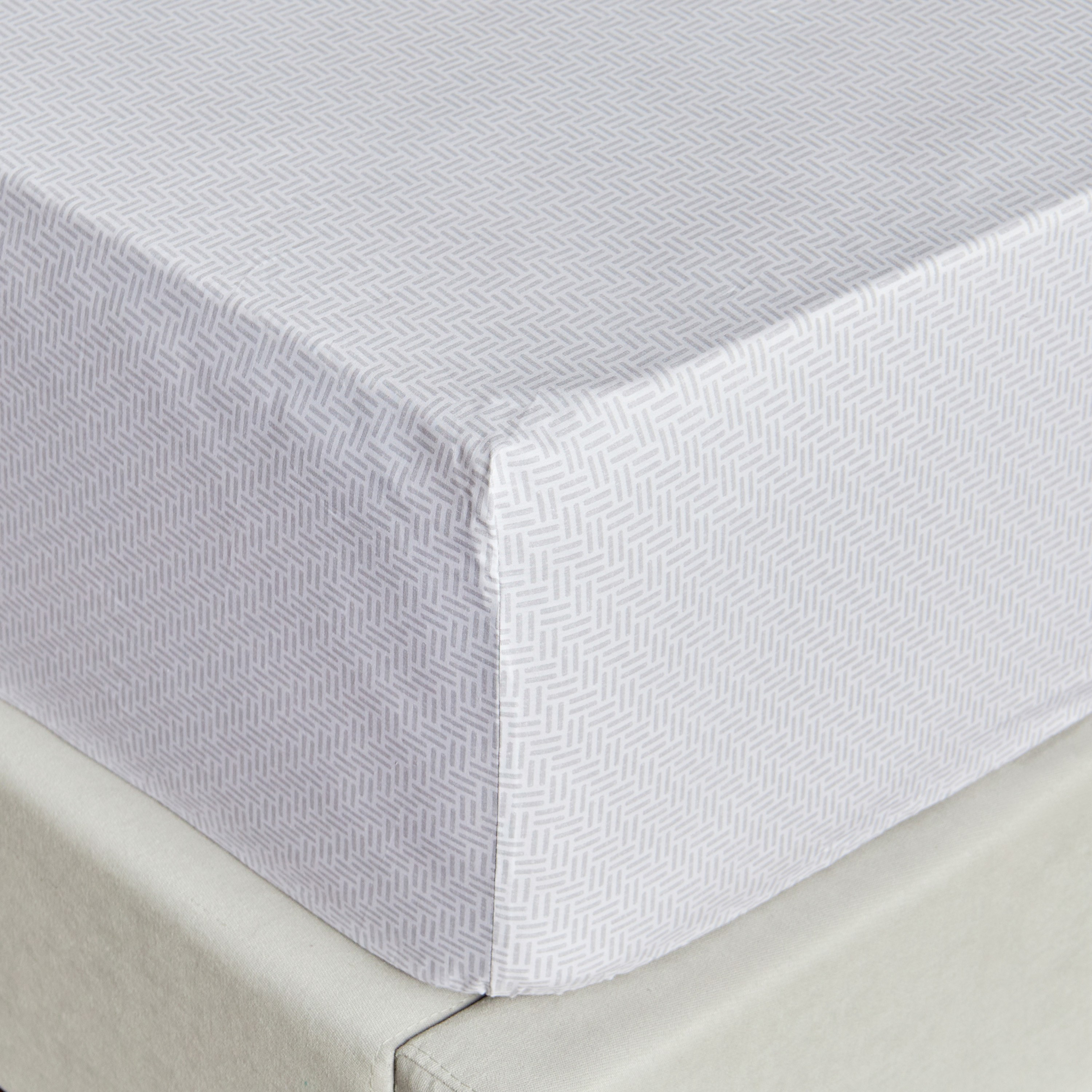 شرشف مطاطي فردي بطبعات عدد خيوط 200 قطن بركال - سيرينيتي - 90x200 سم-household-bedding-sheetsandpillowcases-fittedsheets-image-1