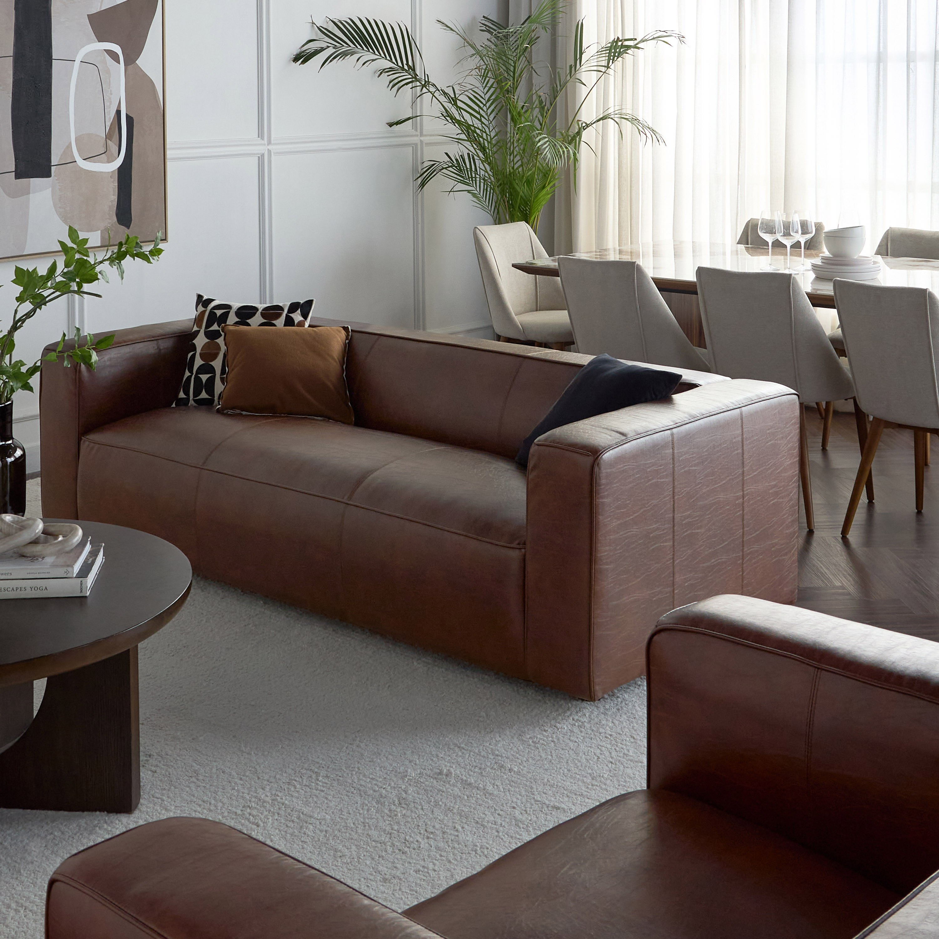Shop Waverly 3 Seater Faux Leather Sofa Home Centre UAE