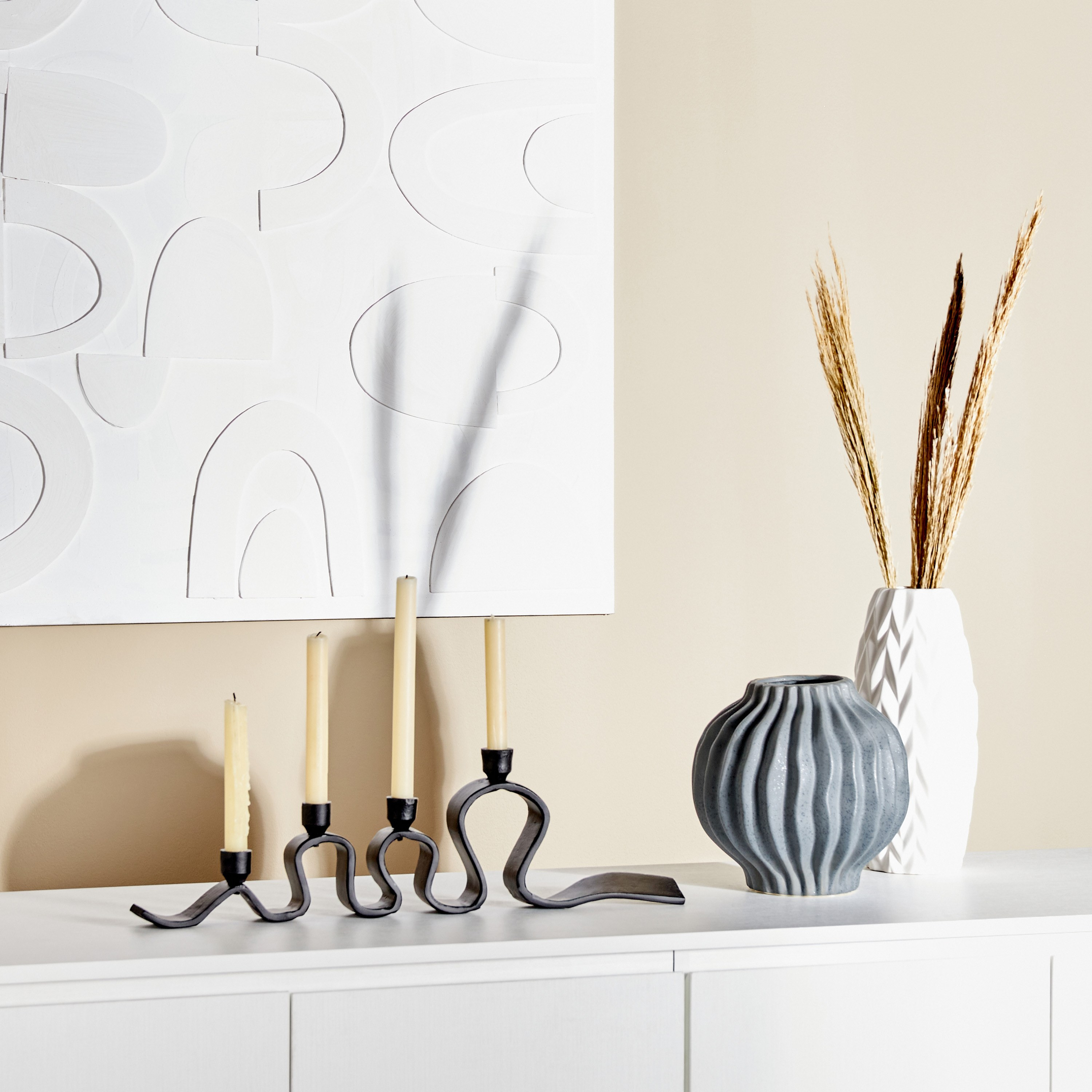 Charcoal Curvy 4-Taper Candleholder-household-decor-candleholdersandlanterns-image-4