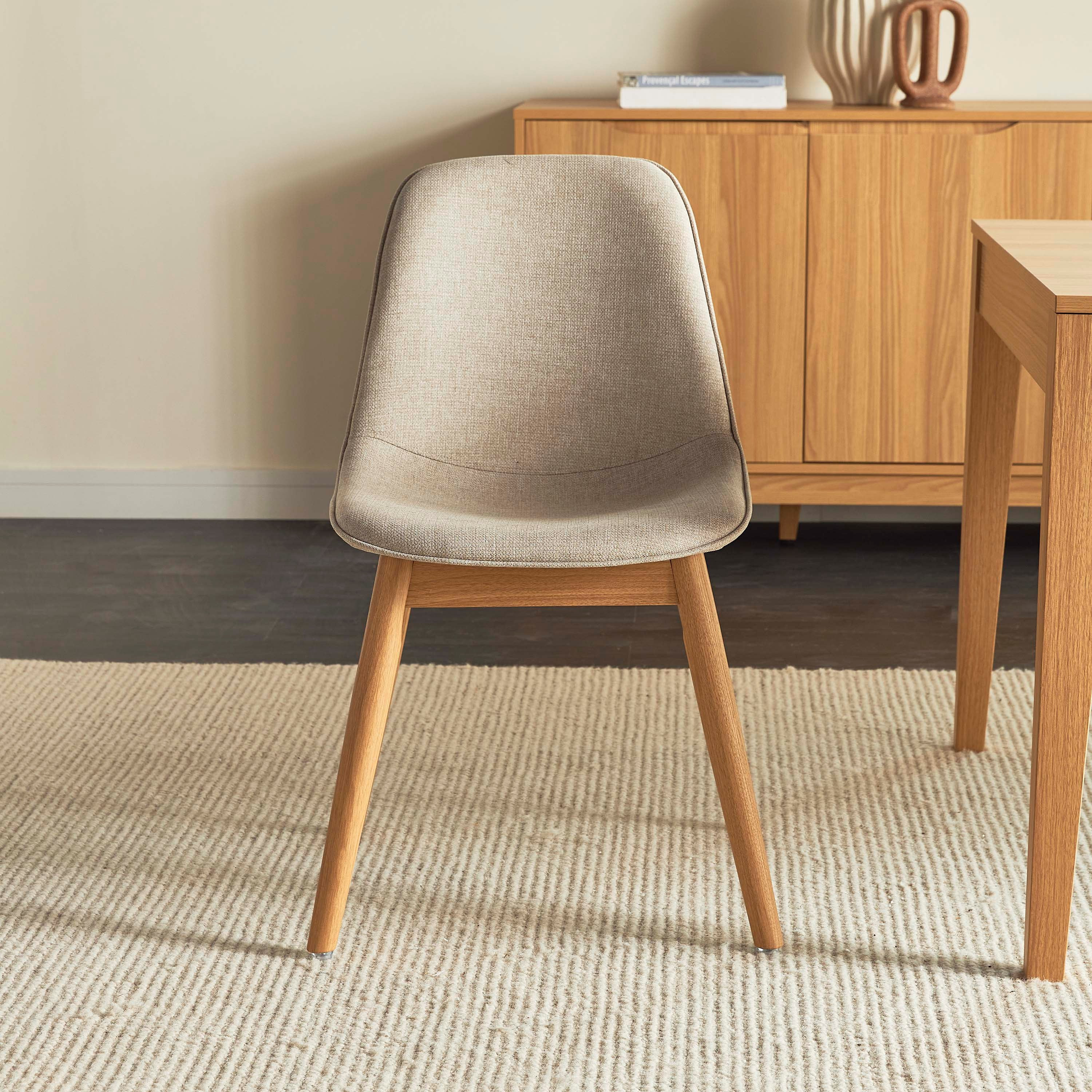 Oak and fabric store dining chairs