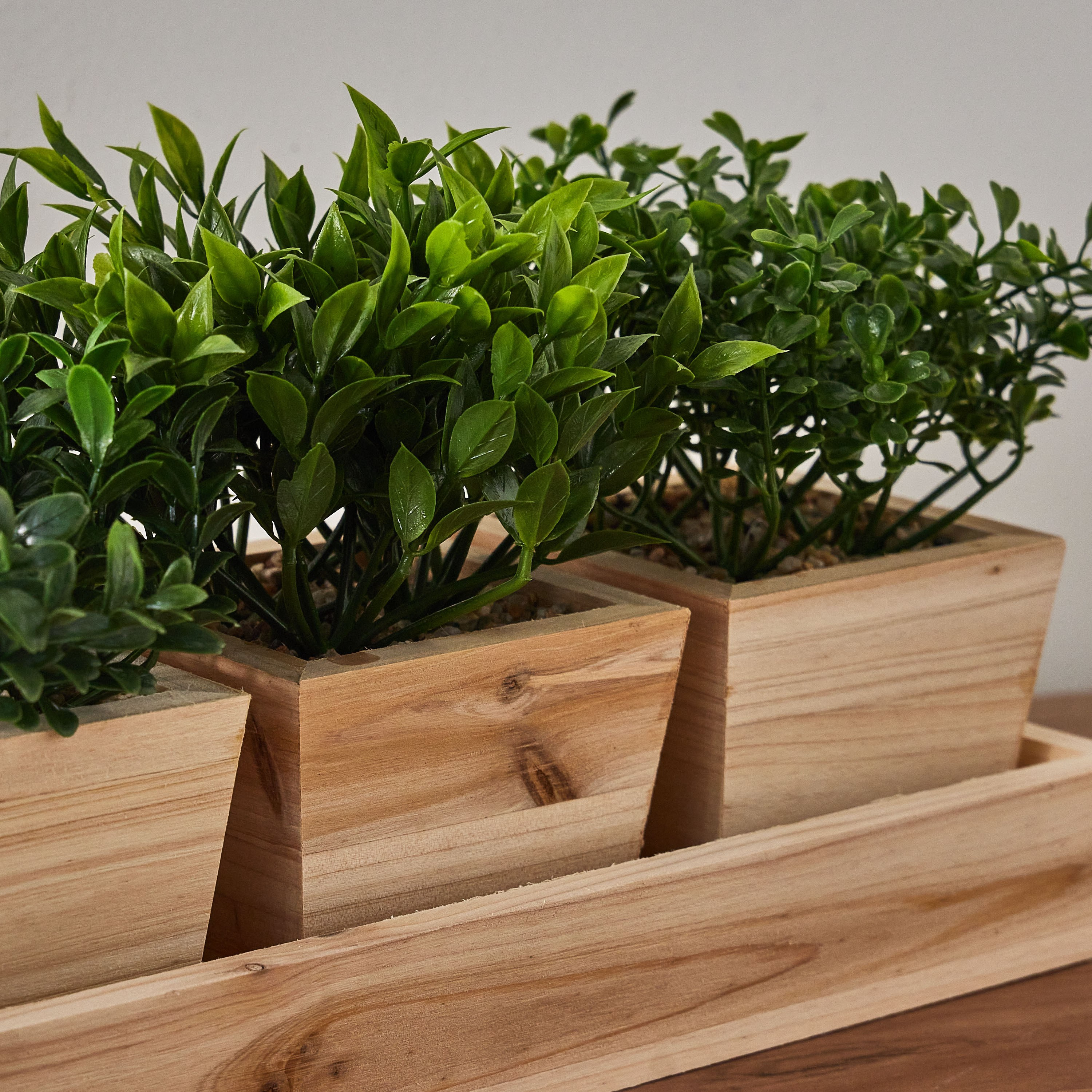 Wooden 3-Piece Mixed Plant in Pot Set - 18 cm-household-gardenandoutdoor-artificialplants-pottedplants-image-2