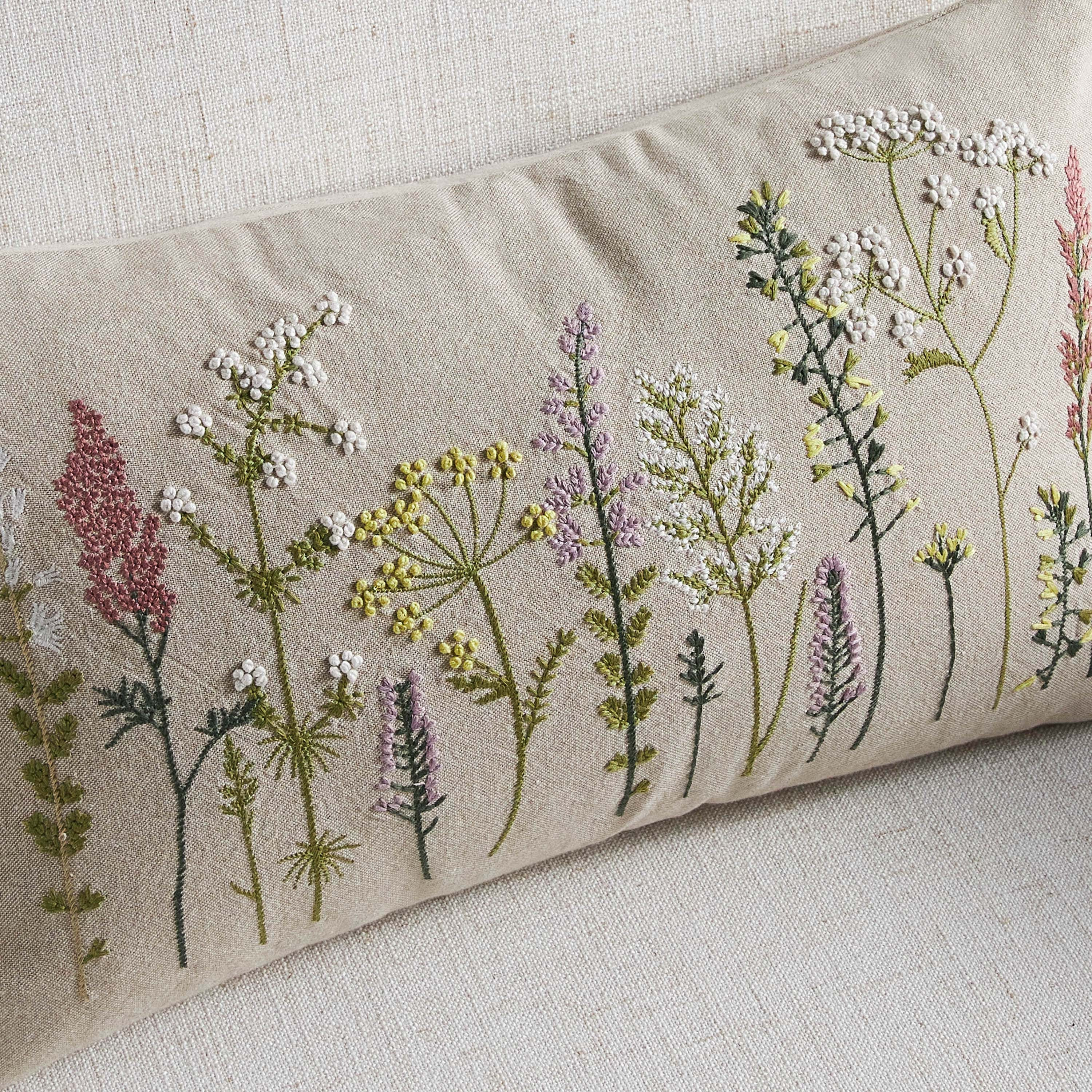 Botany Garden Embroidered Filled Cushion - 30x50 cm-household-cushionsandthrows-filledcushions-decorativecushions-image-2