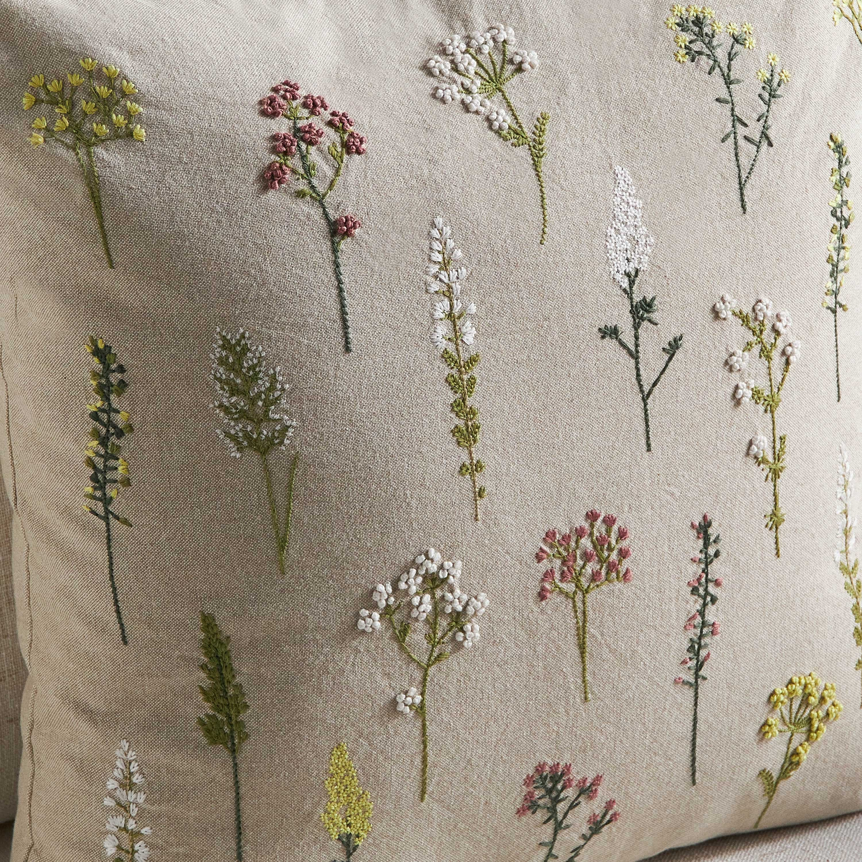 Botany Sprigs Embroidered Filled Cushion - 50x50 cm-household-cushionsandthrows-filledcushions-decorativecushions-image-2