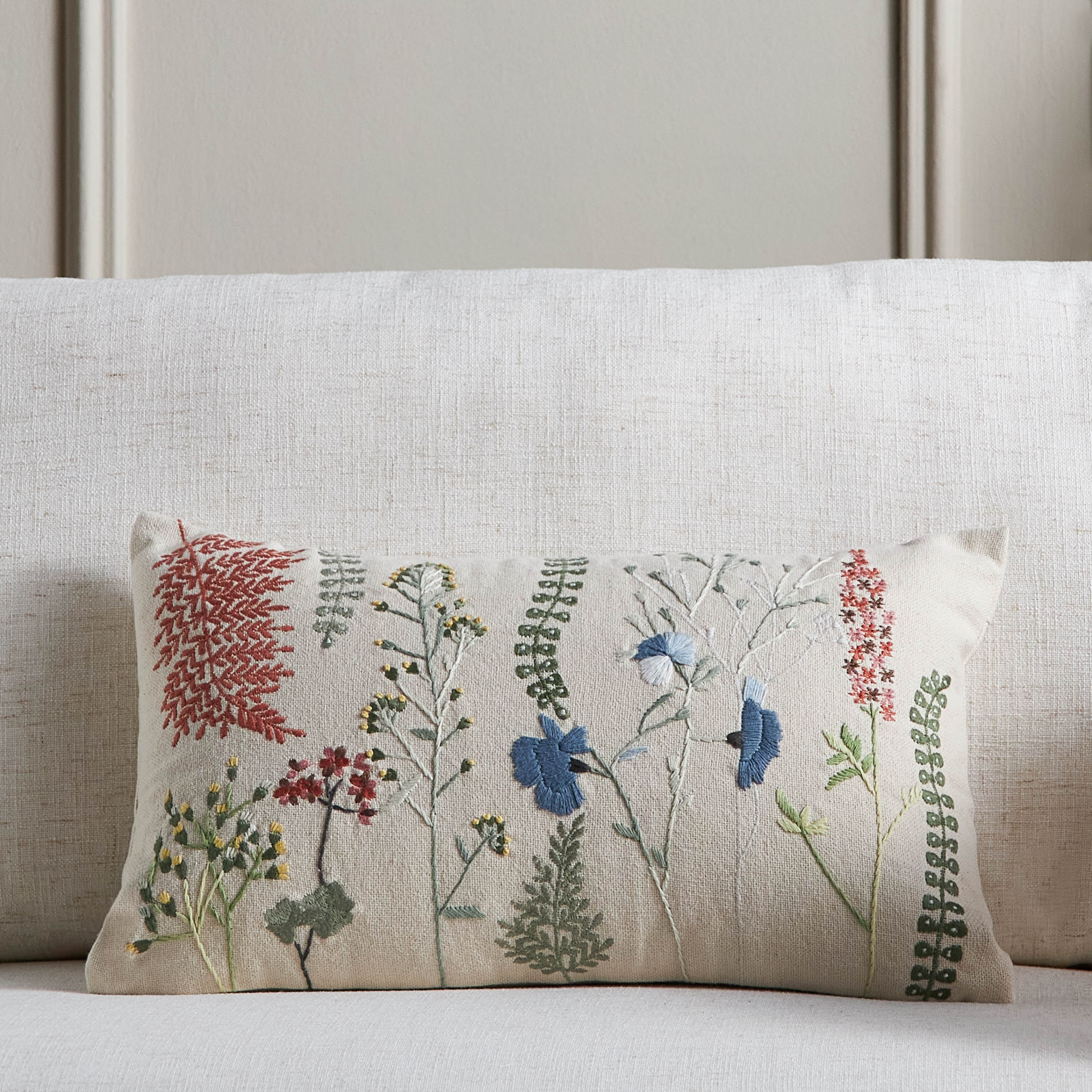 Herbs Embroidered Filled Cushion - 30x50 cm-household-cushionsandthrows-filledcushions-decorativecushions-image-1
