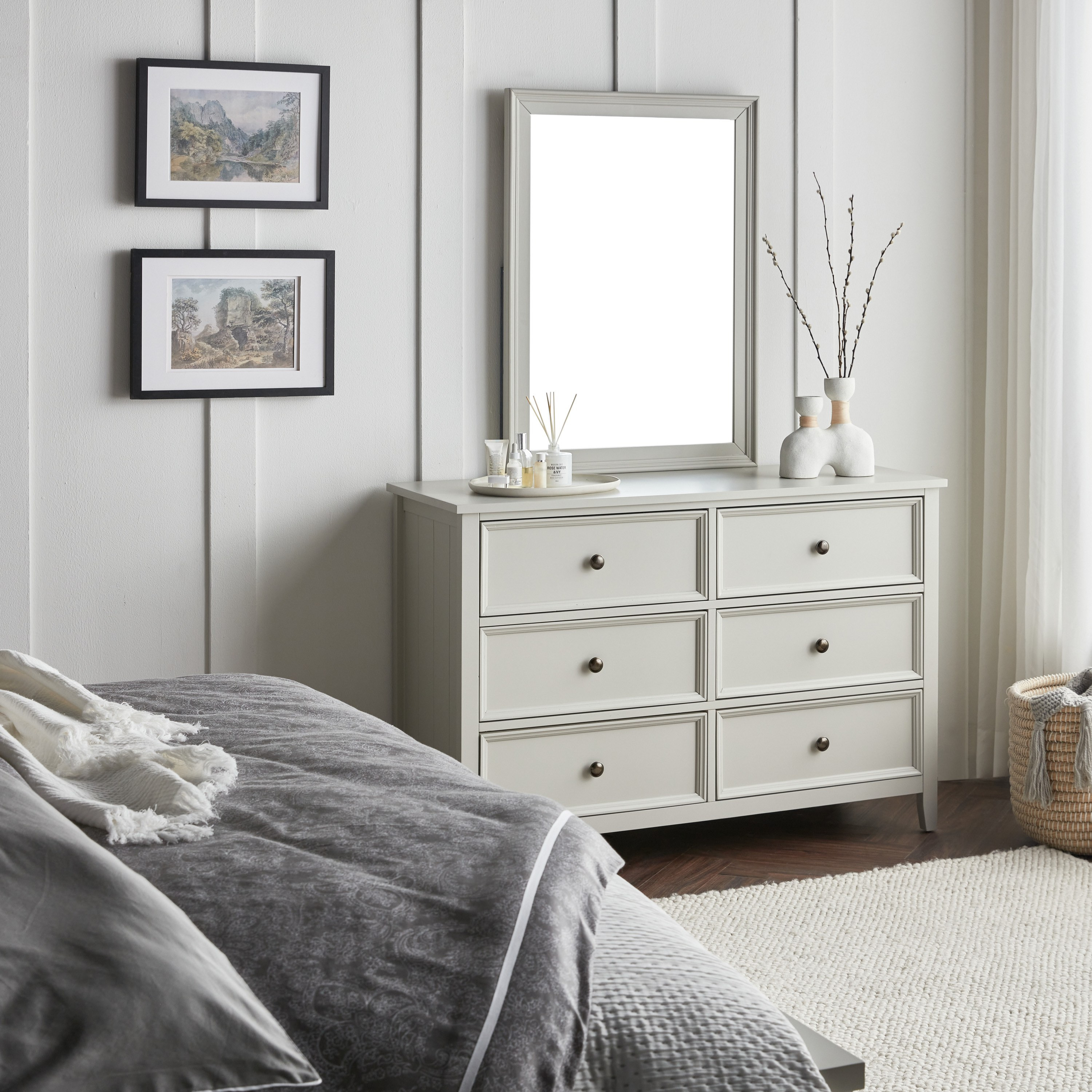 Grey mirrored deals dresser