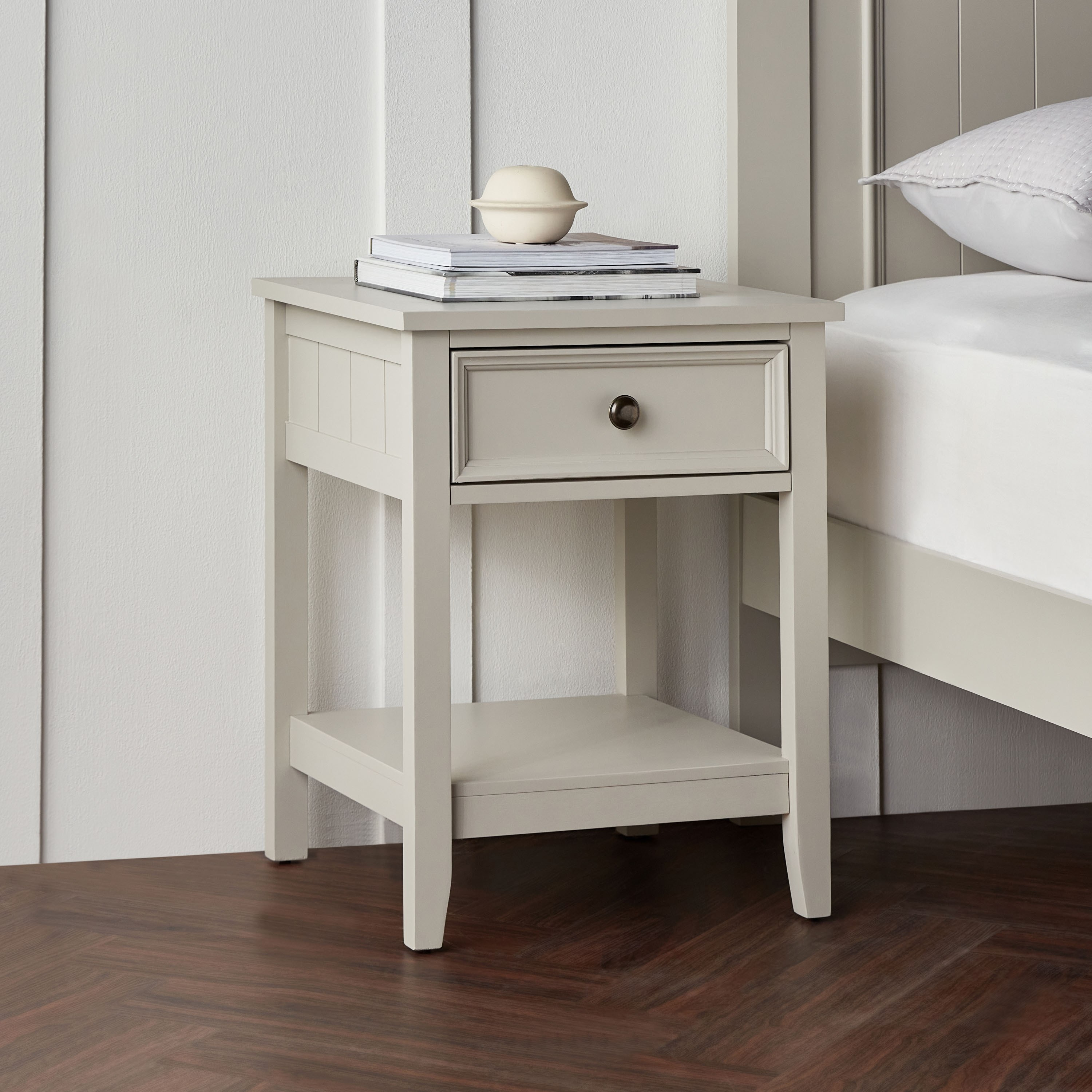 Small nightstand outlet with storage