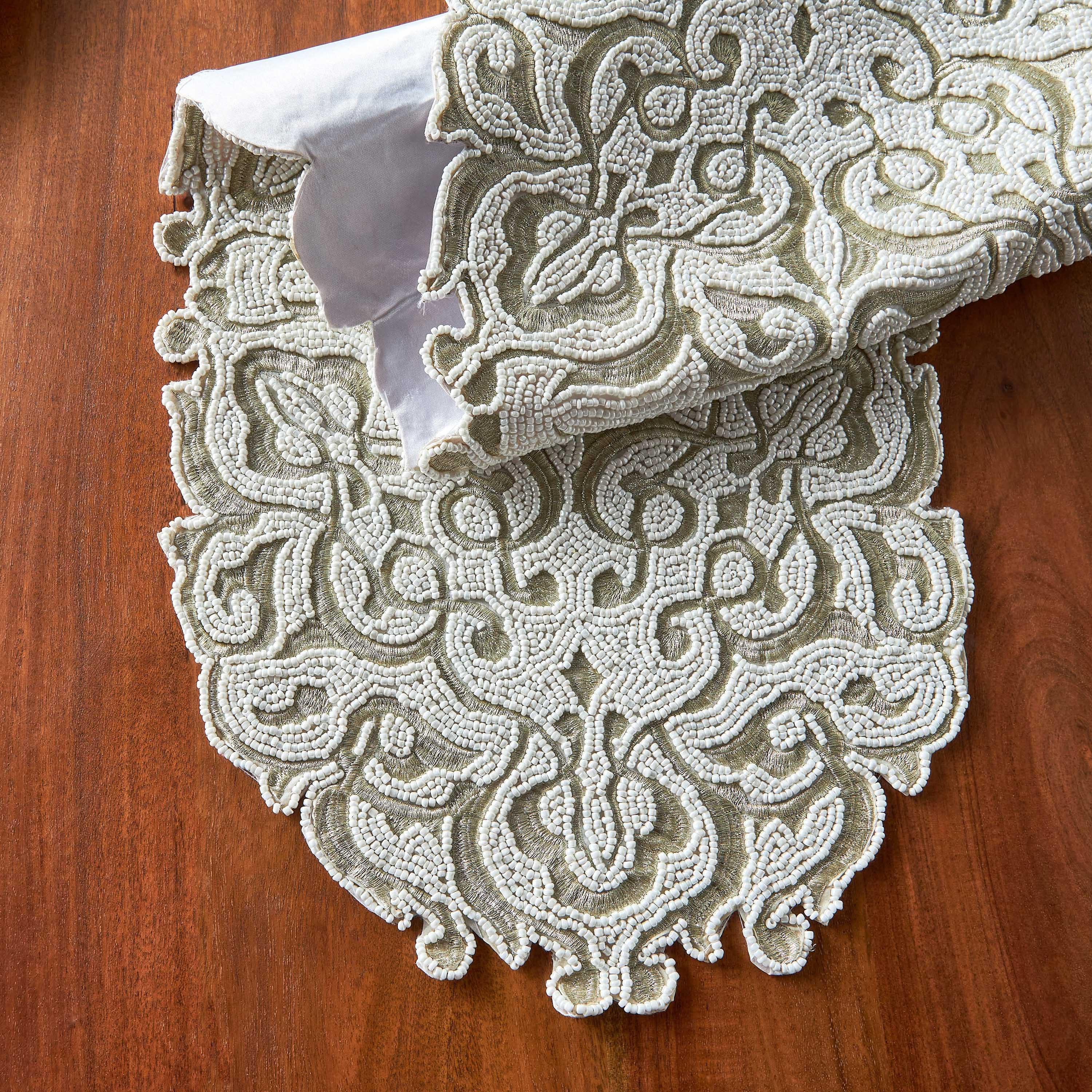 Rayie Beaded Runner - 90x90 cm-household-dining-tablelinen-runnersandtablecovers-image-2