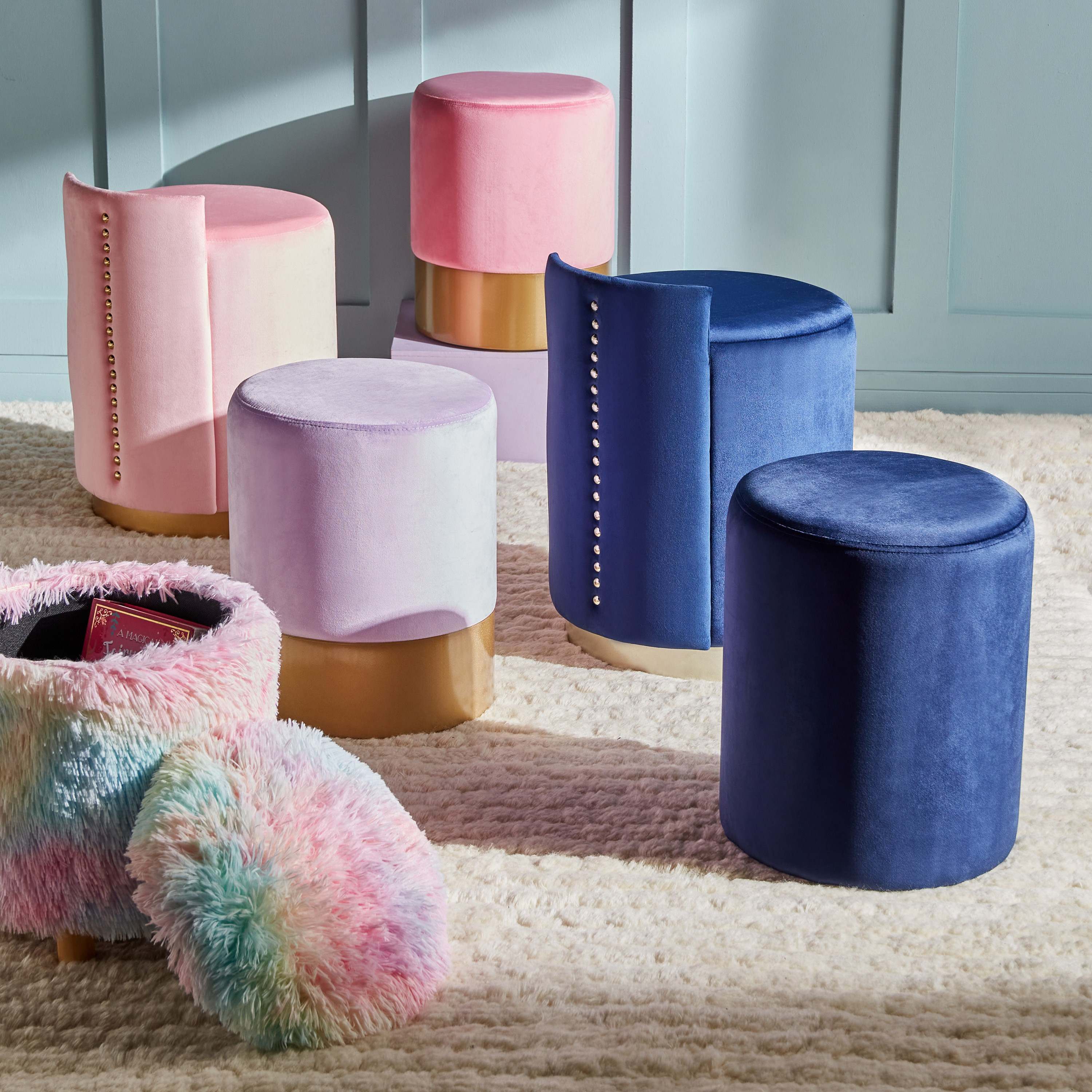Everly Velvet Ottoman - 44x56 cm-furniture-sofaandseating-ottomansbeanbagsandpoufs-image-5