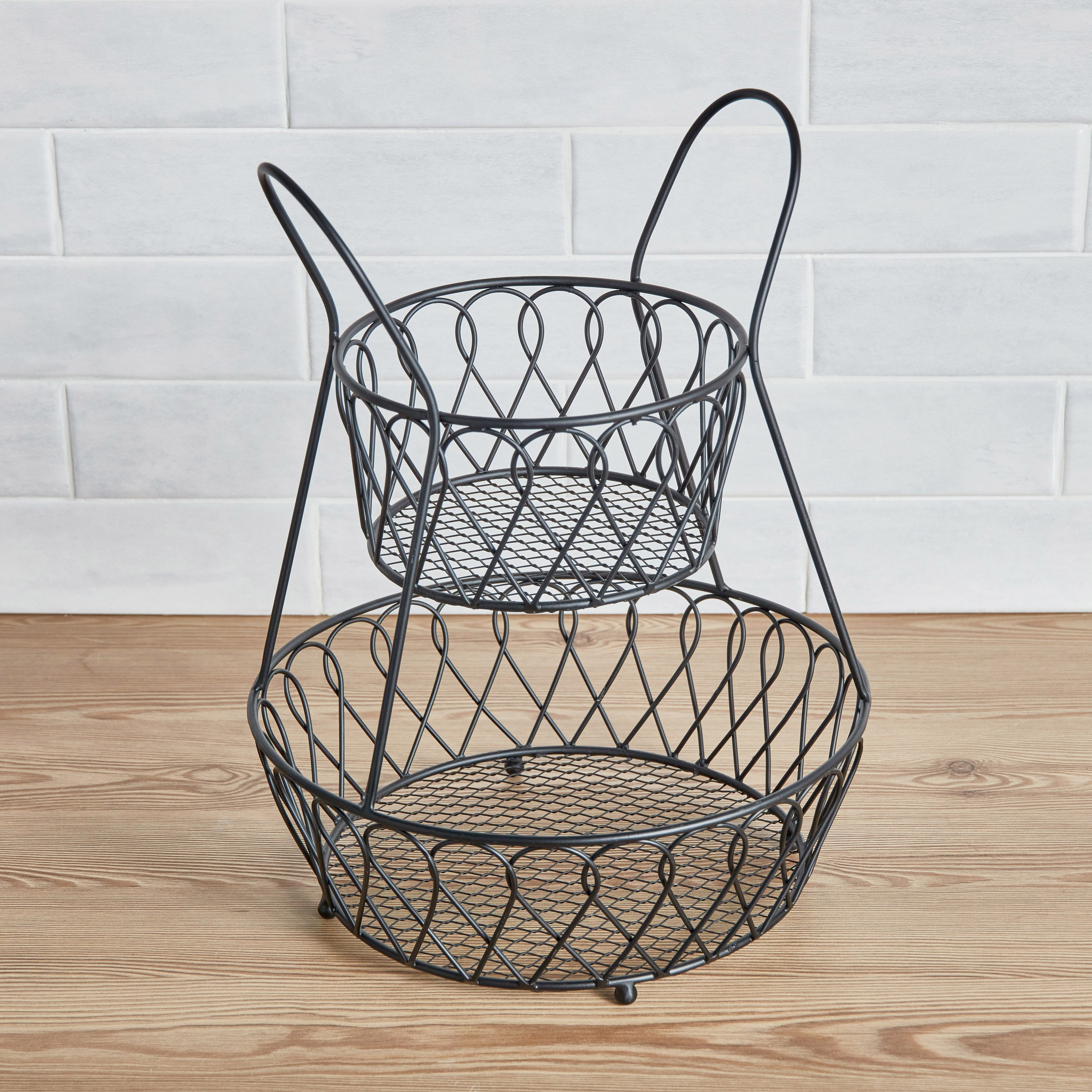Applique Loop and Lattice 2-Tier Kitchen Basket-household-kitchen-foodstorage-fruitbaskets-image-2