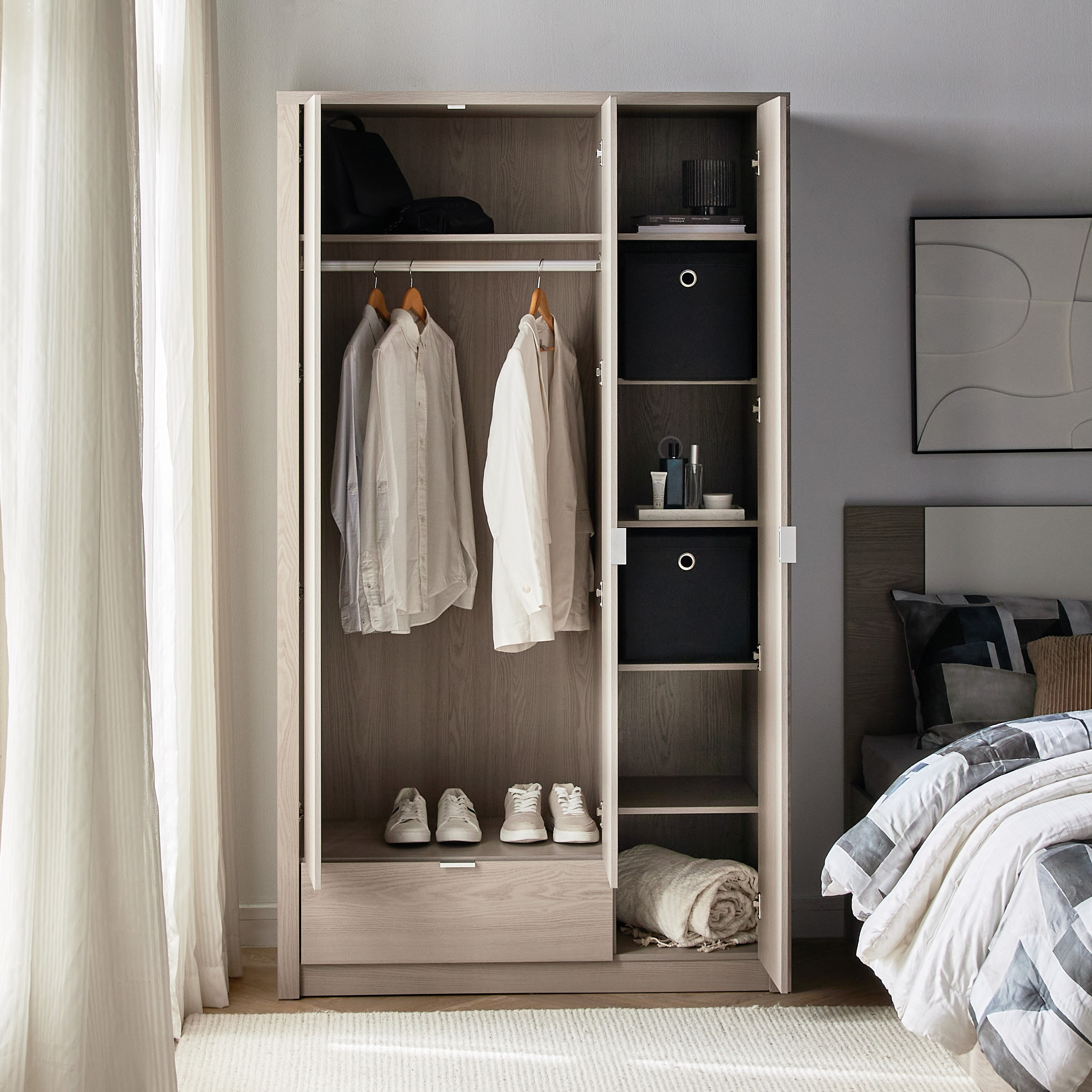 Nova 3-Door Wardrobe with Drawer-furniture-bedroom-wardrobes-image-3